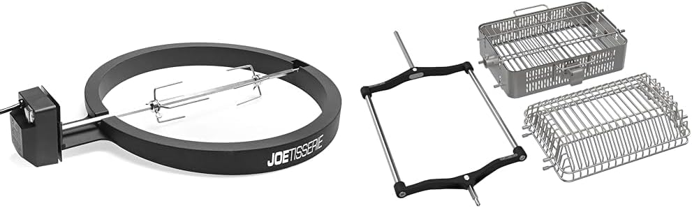 Kamado Joe BJ-TISSERIENA JoeTisserie Rotisserie Grill Accessory for Big Joe Grills,Black & KJ15172022 JoeTisserie Basket Kit Grill Rotisserie Accessory