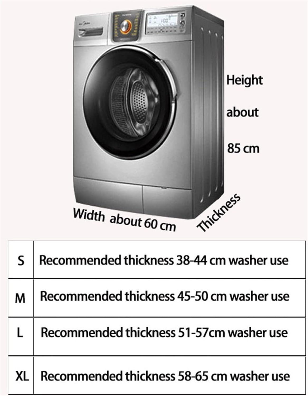 Washing Machine Cover Wash Machine Cover Waterproof Case Home Sunscreen Laundry DryerSilver Coating Roller Washing Dust-proof cover for Home Appliances ( Color : B , Specification : 60x44x85cm S )