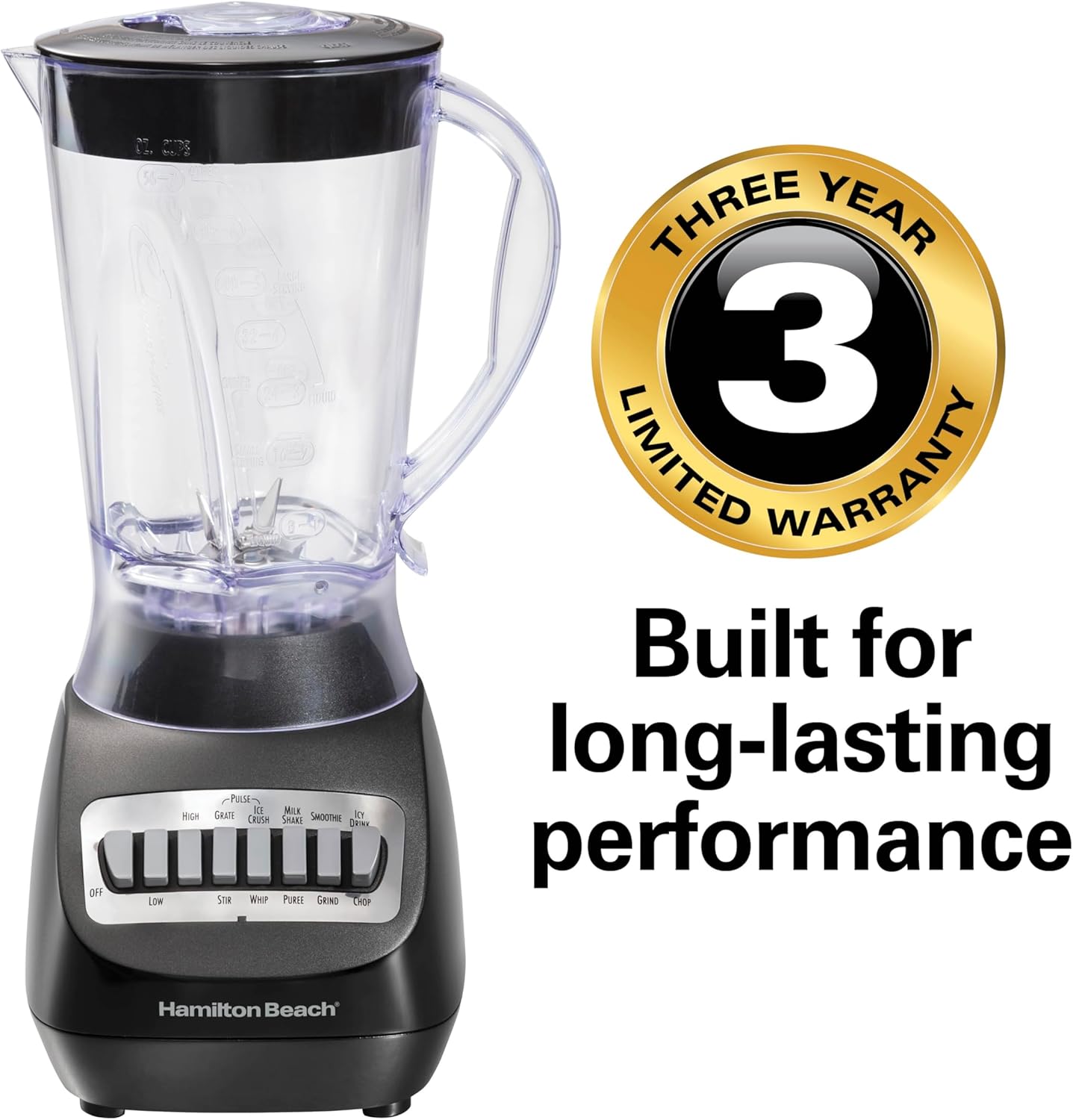 Hamilton Beach 56 Ounce 650W 10 Speed & Pulse Countertop Smoothie Blender, Black