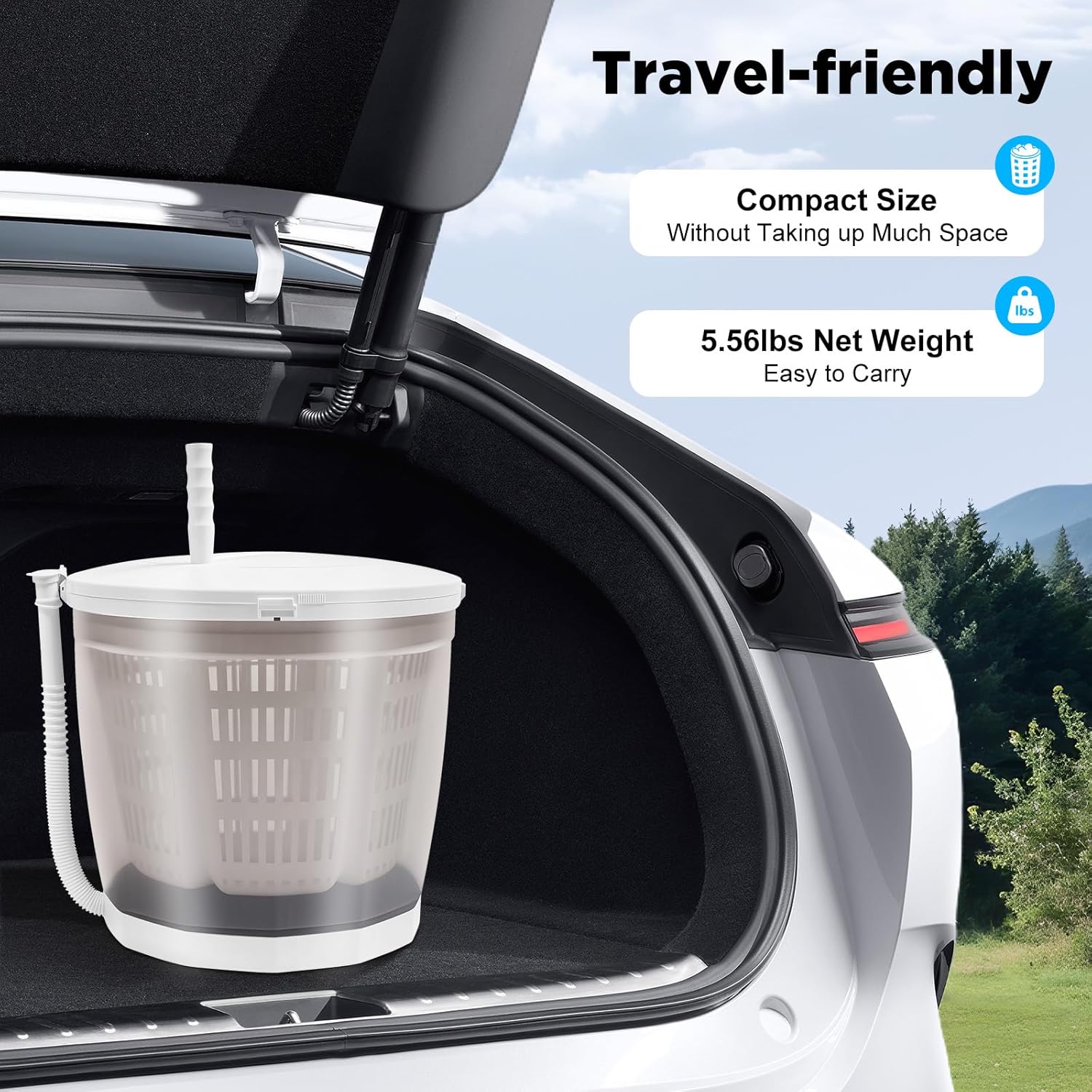 Hand Crank Washing Machine, 2 in 1 Non-Electric Compact Manual Washing Machine, Portable Mini Clothes Washer and Spin Dryer, Manual Laundry Machines for RV Travel Camping