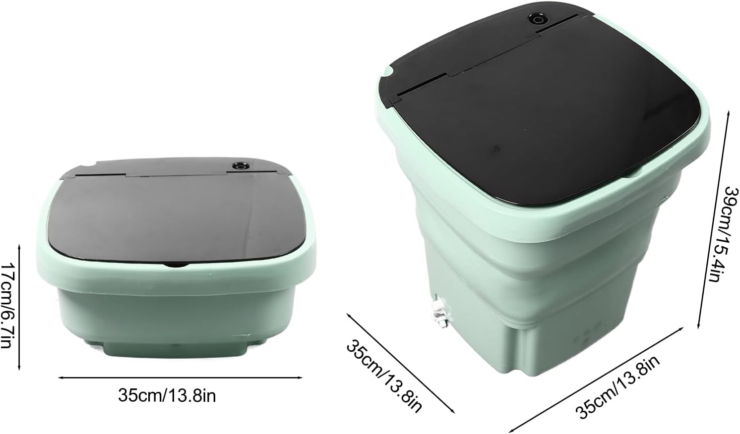 Portable Washing Machine, 15L Large Capacity Mini Laundry Machine, Foldable Design, Simple for Underwear, T Shirts, Socks, and More (Green)