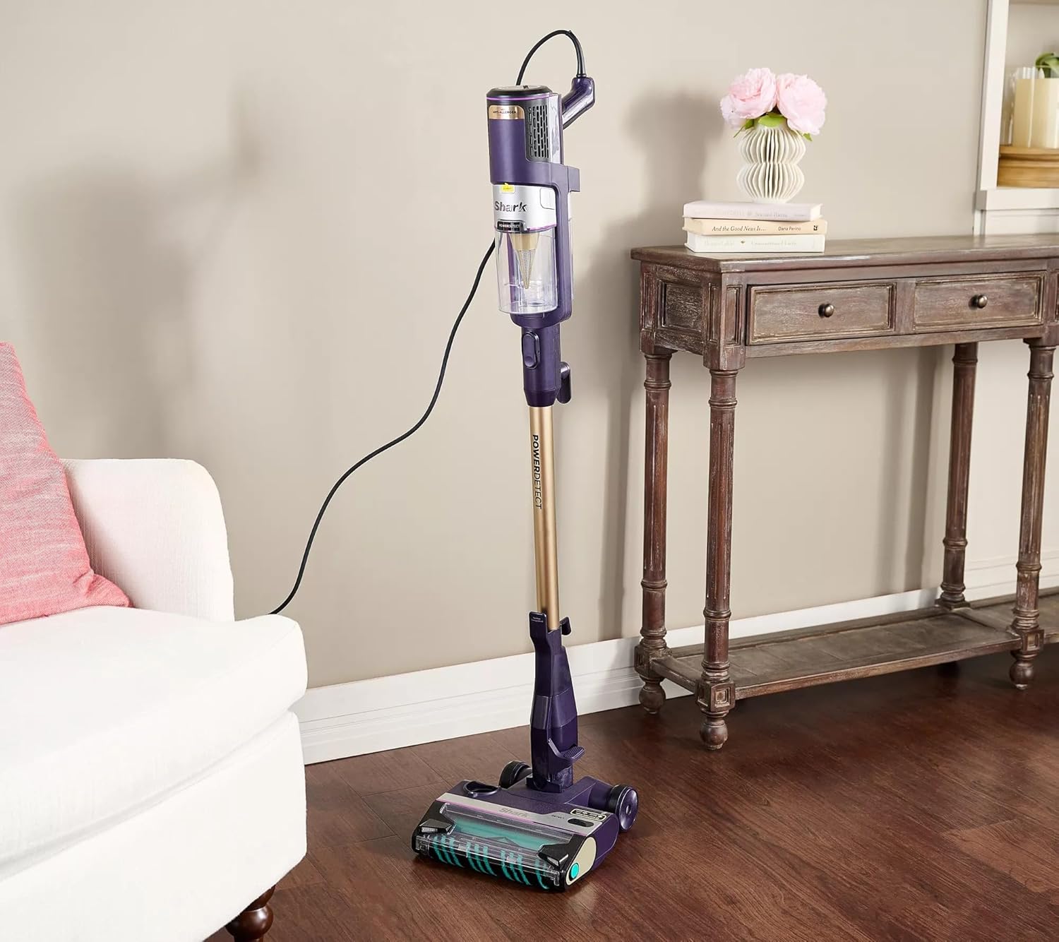 SHARK HZ4002Q POWERDETECT Corded Stick Vacuum with DuoClean Technology, Self-Cleaning Brushroll for No Hair Wrap, Anti-Allergen Complete Seal, and Odor Neutralizer Technology, Purple (Renewed)
