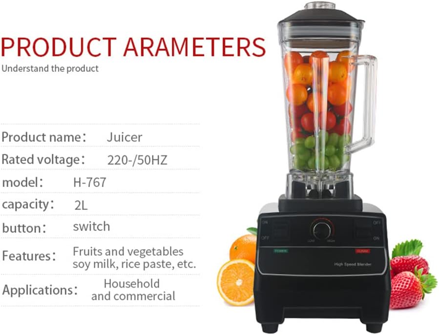 Fully Automatic Fruit Smoothie Maker, 2L Professional Blender, High Speed Food Blender for Soup, Crushed Ice, Frozen Dessert, Milkshake