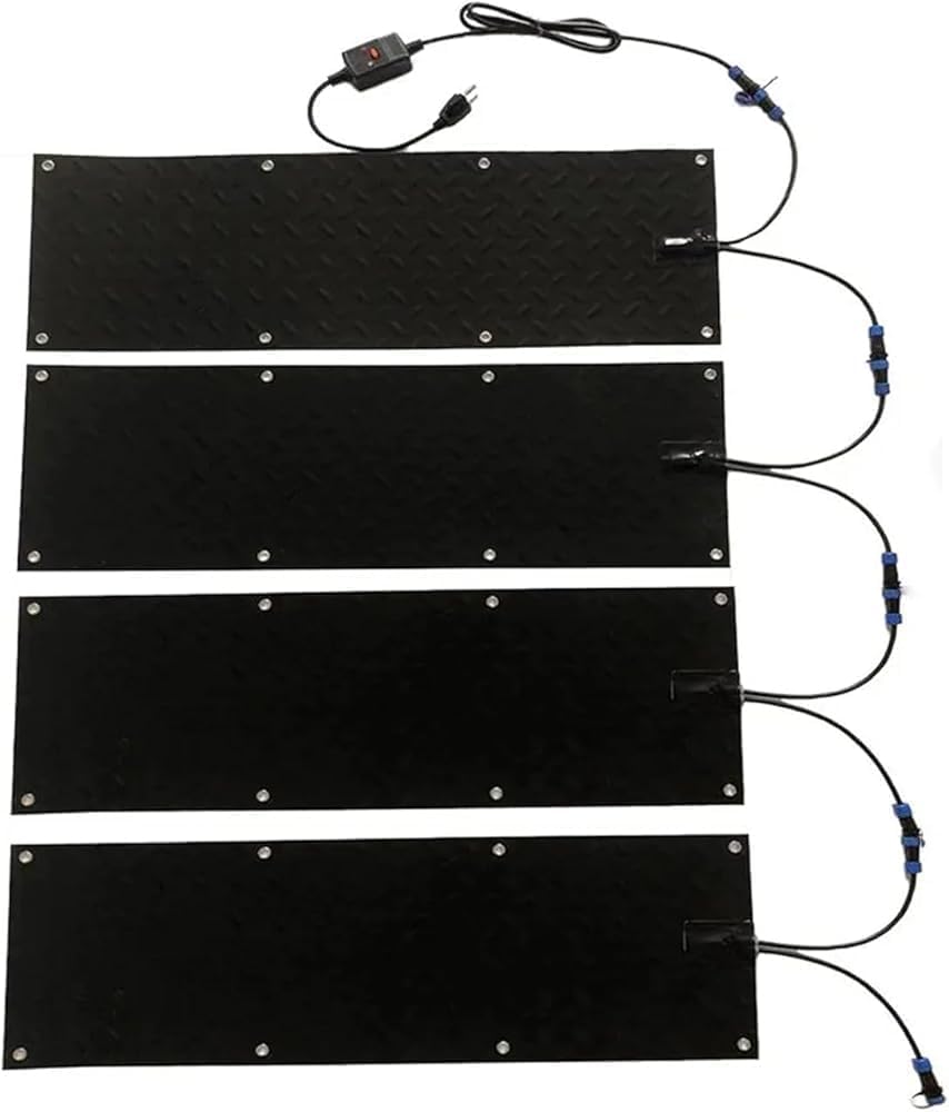 Heated Snow Melting Mats for Entrances, Outdoor Non-Slip Heated Outdoor Walkway Mat Heated Driveway Pad,Non-Slip Winter Outdoor Snow Mat,Winter Removal and Ice Melt Prod(Size:4 Pieces,Color:10x48inch)