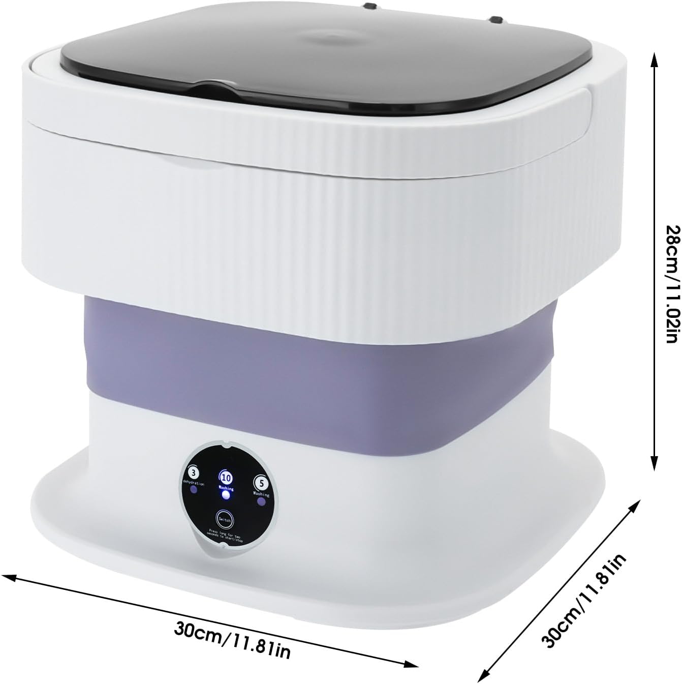 Foldable Portable Washing Machine,10L Mini Washer w/3 Deep Cleaning Modes for Underwear, Baby Clothes and Other Small Items - Semi-automatic Laundry Washer with Drain Basket,40W 320rpm (Purple)