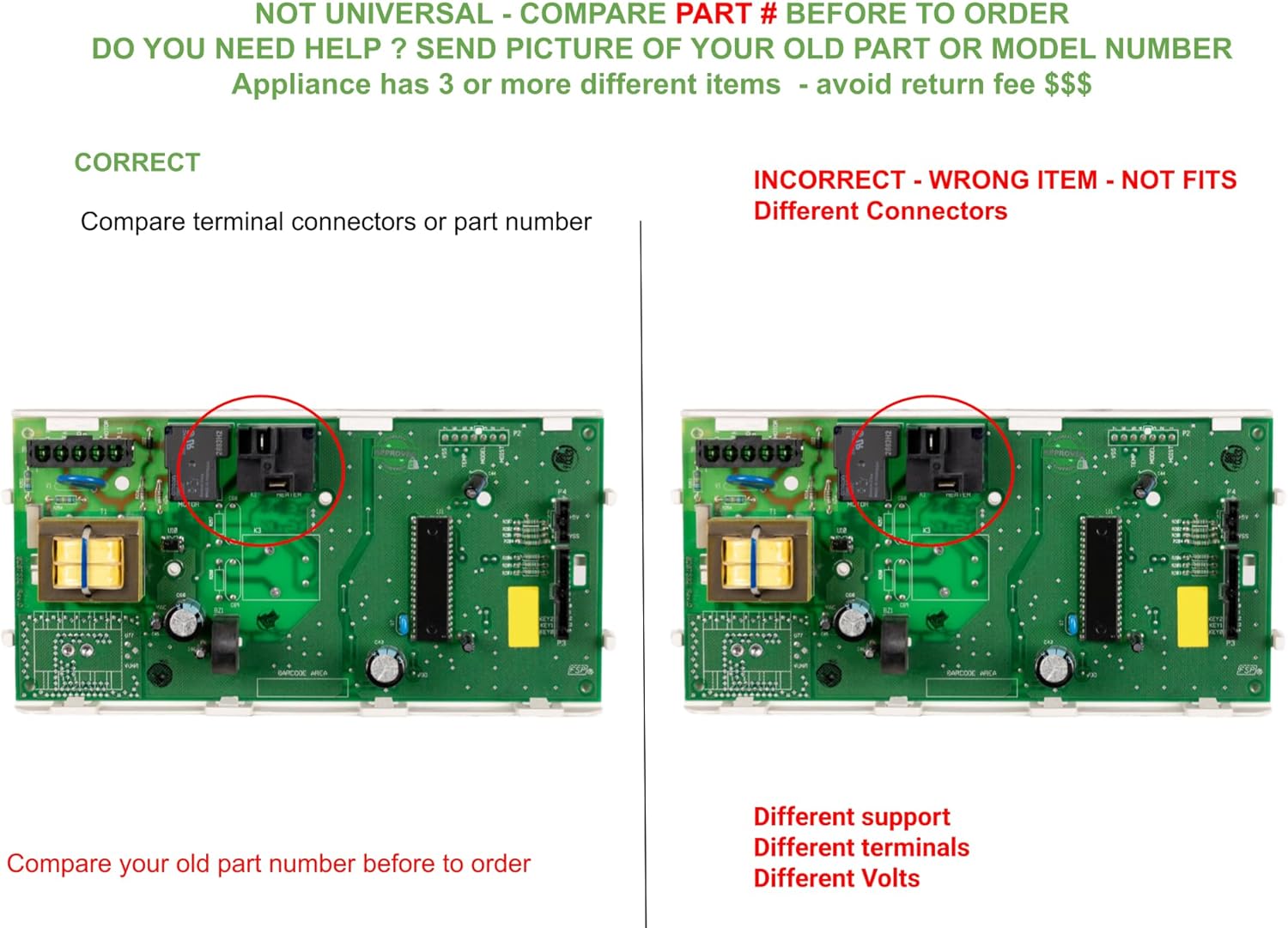 3980062R, 8546219, 8546219R Laundry Dryer Control Board 8546219 for Kenmore, Whirlpool, KitchenAid, Maytag Dryers - 3980062R, 8546219, 8546219R