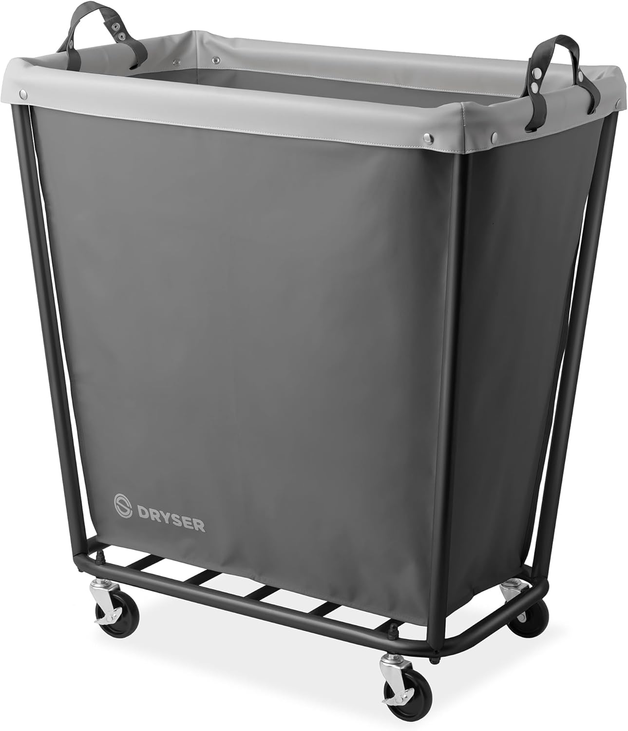 Dryser Large Commercial Heavy-Duty Rolling Laundry Hamper, Steel Frame Cart on Wheels with Removable Canvas Bin for Hotel or Home - Gray
