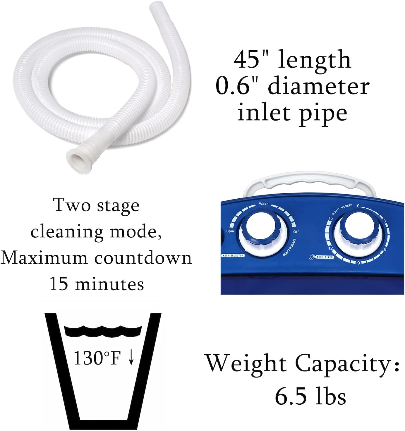 XKMT- Blue Mini Portable Washer Compact Washing Machine With Spinner, 3Kg Capacity, Timer Control, Laundry Appliances Home Apartment Traveling RV [P/N: ET-HOME007-BLUE]