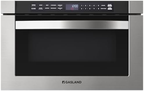 GASLAND 1.2 cu. ft. Microwave Drawer 24 Inch, 1000W Built in Drawer Microwave, Under Counter Microwave, Under the Cabinet Microwave with 11 Custom Cooking Levels, Touch Controls, Stainless Steel