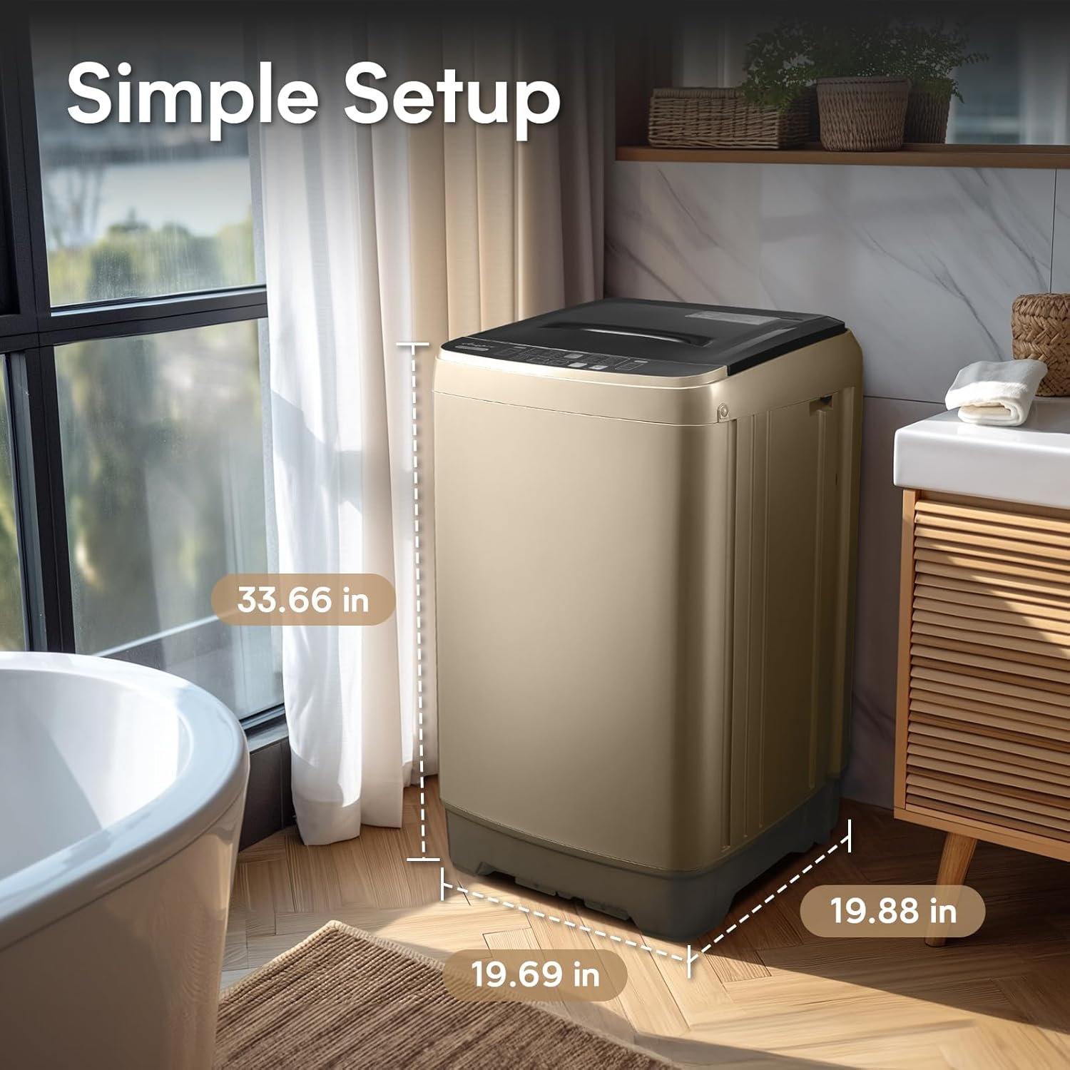 Portable Washing Machines 17.8LBS Full Automatic Clothes Washer and Spinner Combo with 10 Programs and 8 Water Levels, Compact Laundry Wash Spin Dryer for Apartment RV Dorm Home, Gold