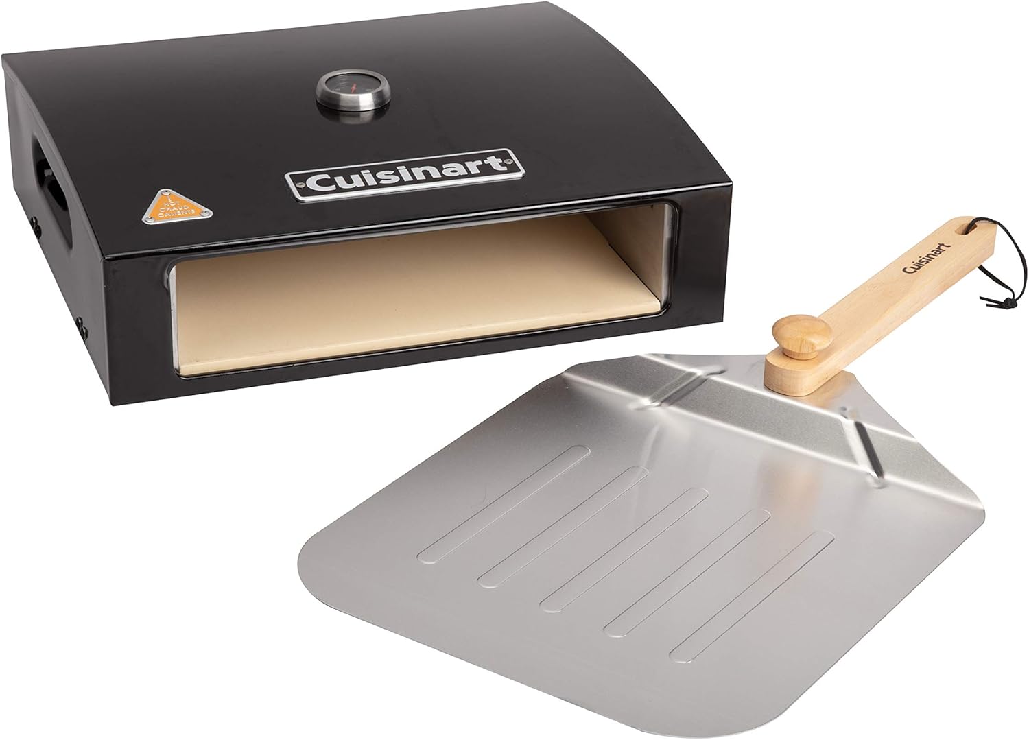 Cuisinart Grill Top Pizza Oven Kit, Portable Make Your Own Pie Set With Pizza Peel and Cordierite Stone, Baking Oven for Backyard Homemade Pizzas, Perfect Pie Accessory