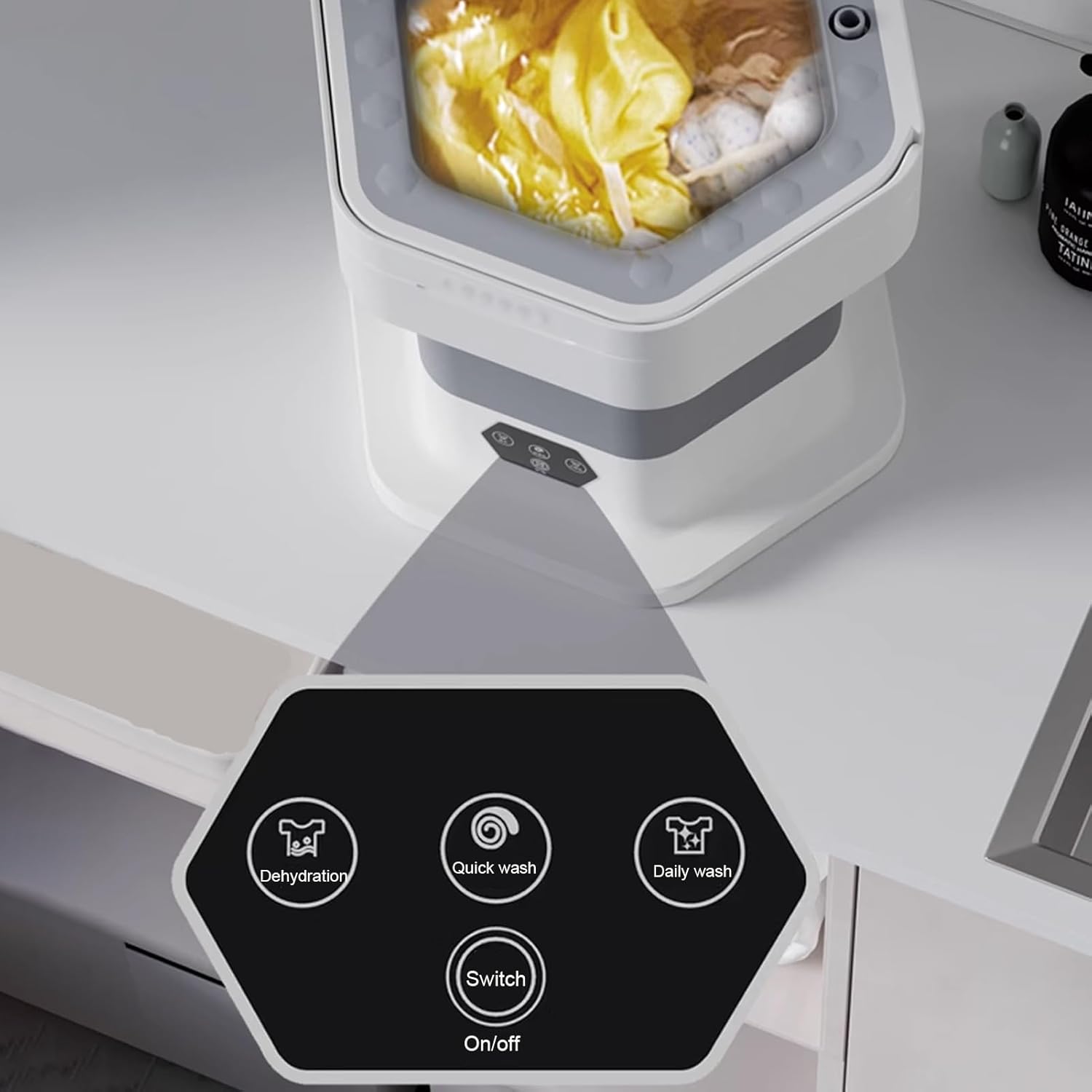 Portable Washing Machine, Mini Foldable Washing Machine, 2 in 1 Small Collapsible Washer, for Baby Clothes, Underwear, Camping, RV, Travel(Purple)