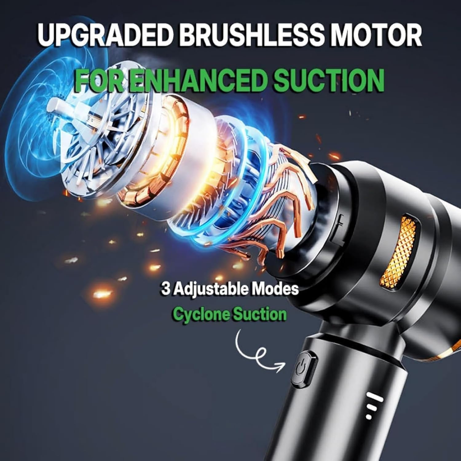 Vortify Handheld Vacuum Cordless, vortify car Vacuum Powerful Suction, 4-in-1 Rechargeable Mini Vacuum Cleaner with HEPA Filter & LED, Portable Car Interior Detailer for Auto/Truck(Gold)