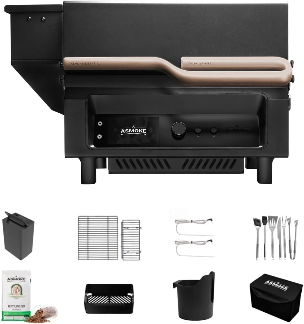 ASMOKE Essential Full Grilling Combo - Smart Portable Wood Pellet Grill & Smoker with 5