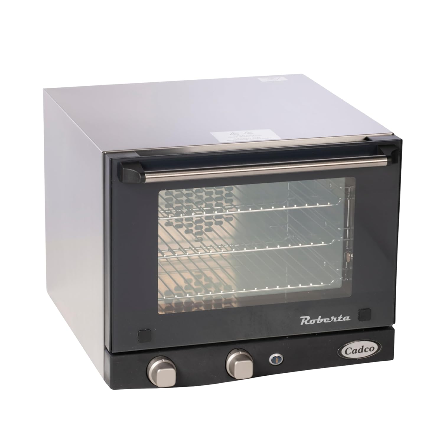 Cadco OV-003 Quarter-Size Commercial Countertop Convection Oven, 3 Pan Capacity, Manual Time & Temp Controls, Stainless Steel, 18-7/8