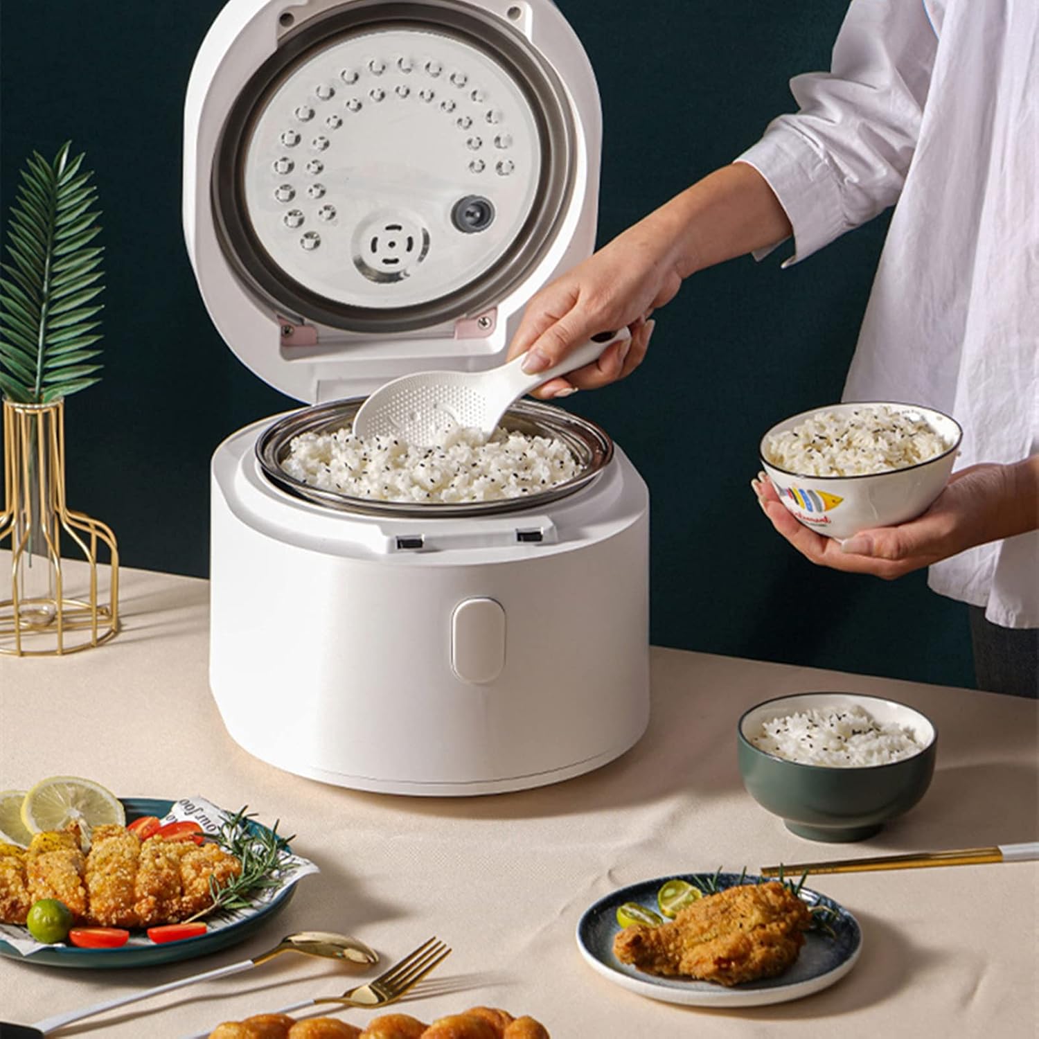 Filter Sugar Rice Cooker Multi-Function Cooking Rice Cooker Mini Small Appliances Double Gall Rice Soup Separation 24 Hours Timer 3l High Capacity