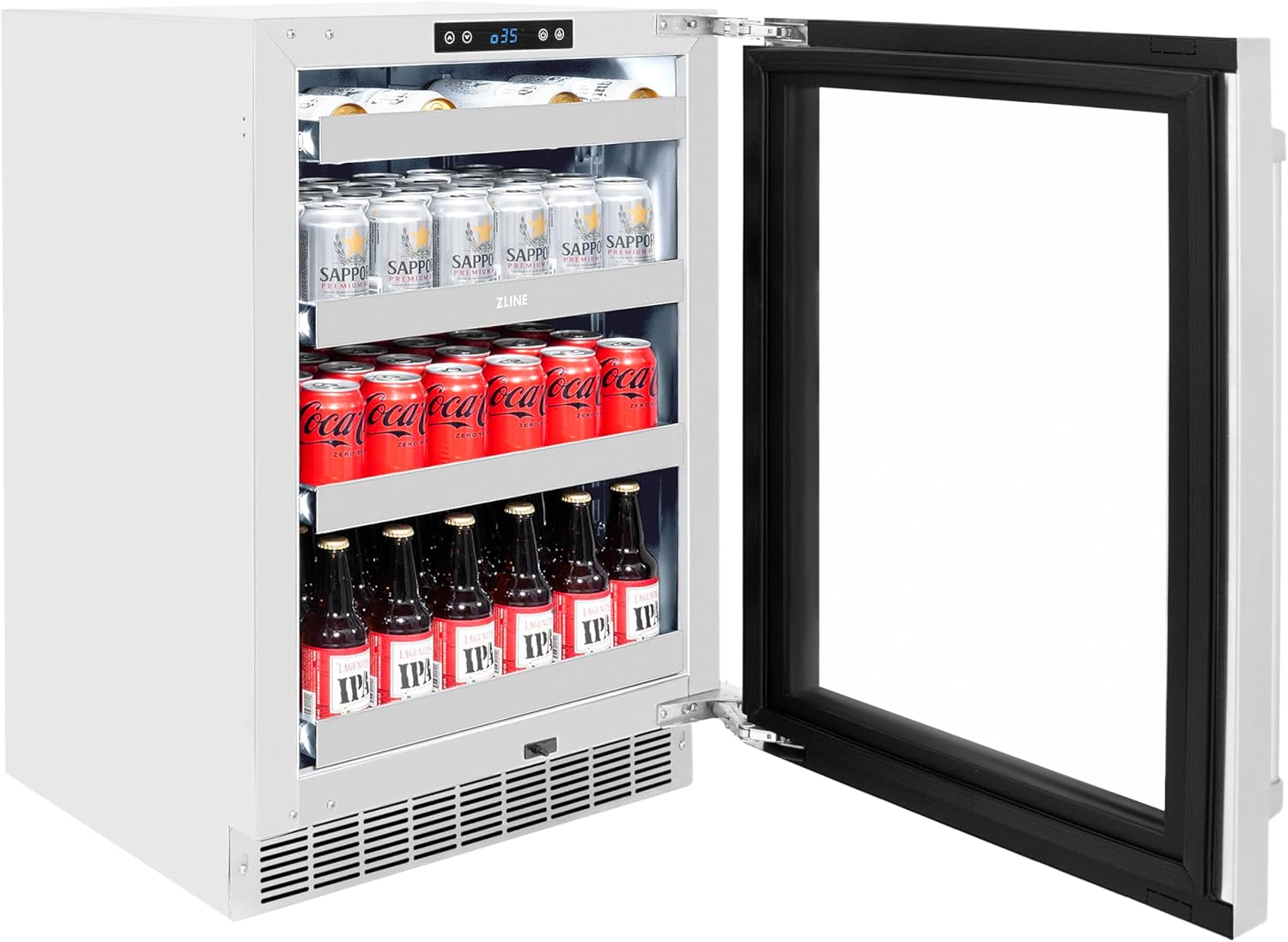 Z Line Kitchen and Bath ZLINE 24 in. Touchstone 151 Can Beverage Fridge With Stainless Steel Glass Door (RBSO-GS-24)