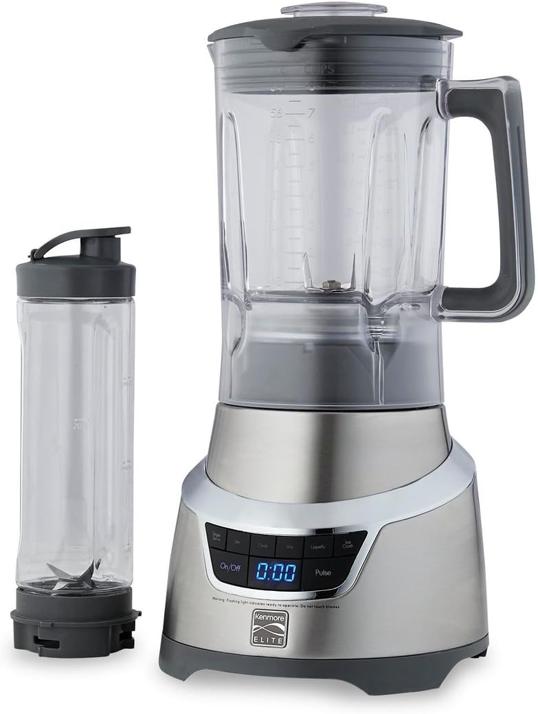 Kenmore Elite 76773 1.3 Horsepower Blender with Single Serve Cup in Stainless Steel