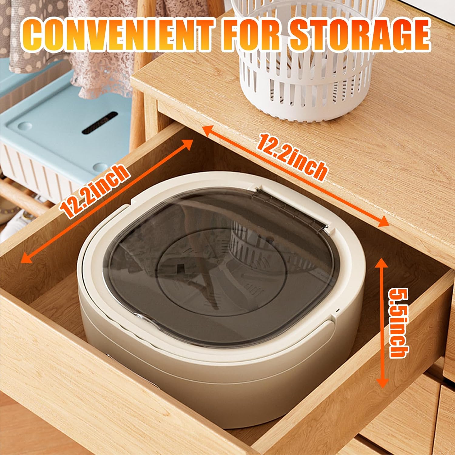 Portable Washing Machine,Mini Washer 16L Upgraded With Spin Basket 3 Modes Deep Cleaning for Underwear,Baby Clothes,Shirt,Small Delicates