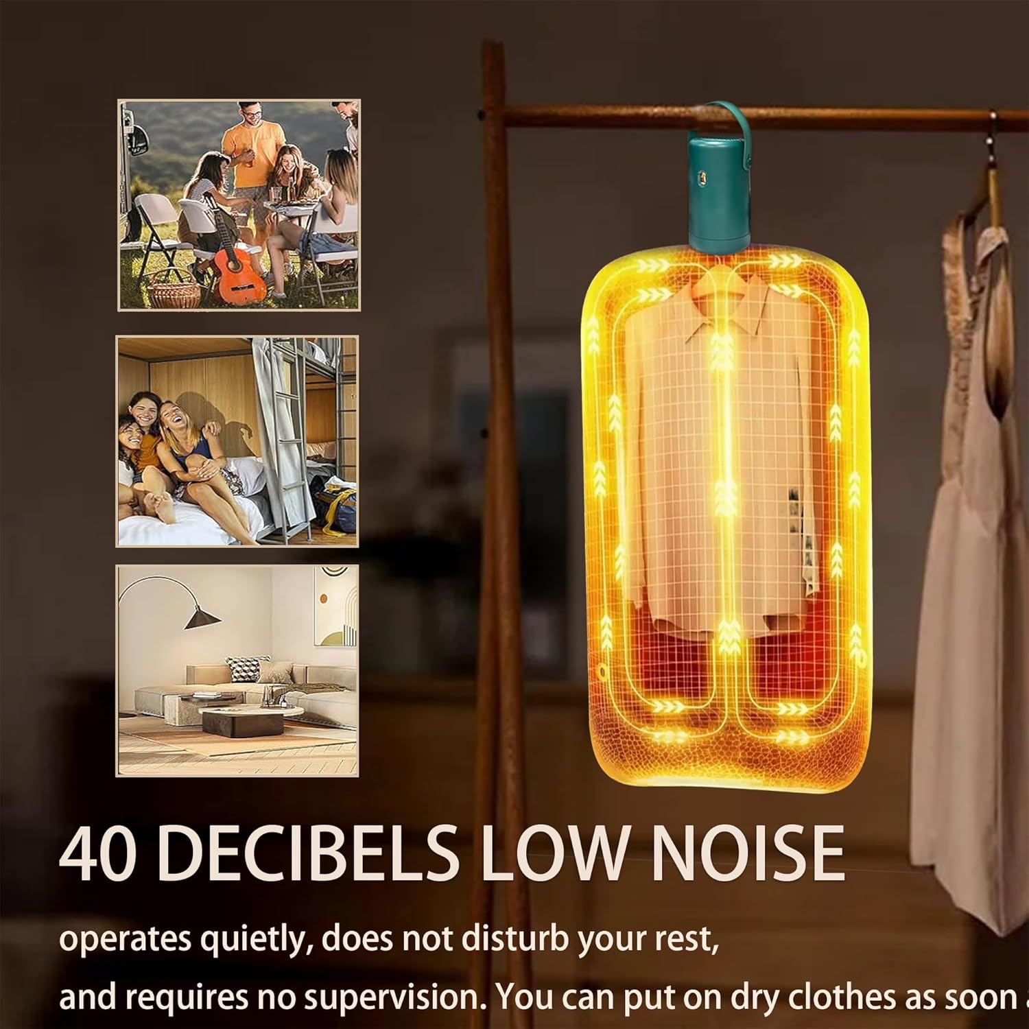 Portable Clothes Dryer, Mini Hanging Electric Laundry Dryer with Foldable Mini Drying Machine for Light Clothes, for Travel, Apartment, RV, Dorm,Convenient Fast Hanging Compact Clothes Dryer