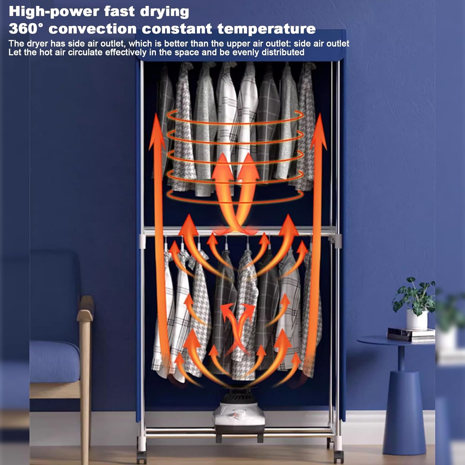 Heated Clothes Drying Rack,Dry Soon Heated Drying Rack Travel Dryer Machine 3 Gears Portable Clothes Dryer,Indoor Foldable Electric Clothes Airer Drying Rack for Apartments,Families,Foldable 1