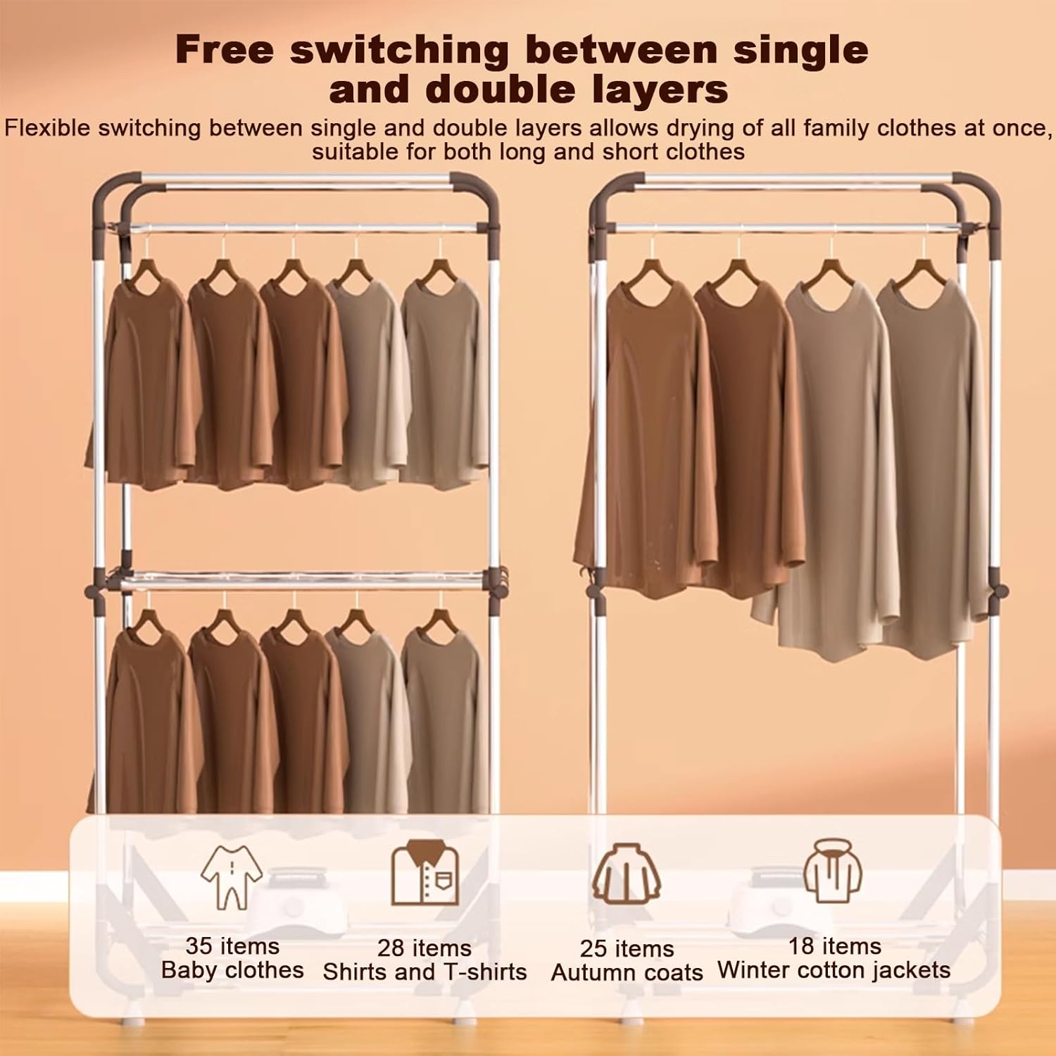 Electric Clothes Dryer Travel Dryer,Heated Clothes Drying Rack,Indoor Foldable Electric Clothes Airer Drying Rack,Temperature Controller for Home Appartments,Families,Dormitories 5 L