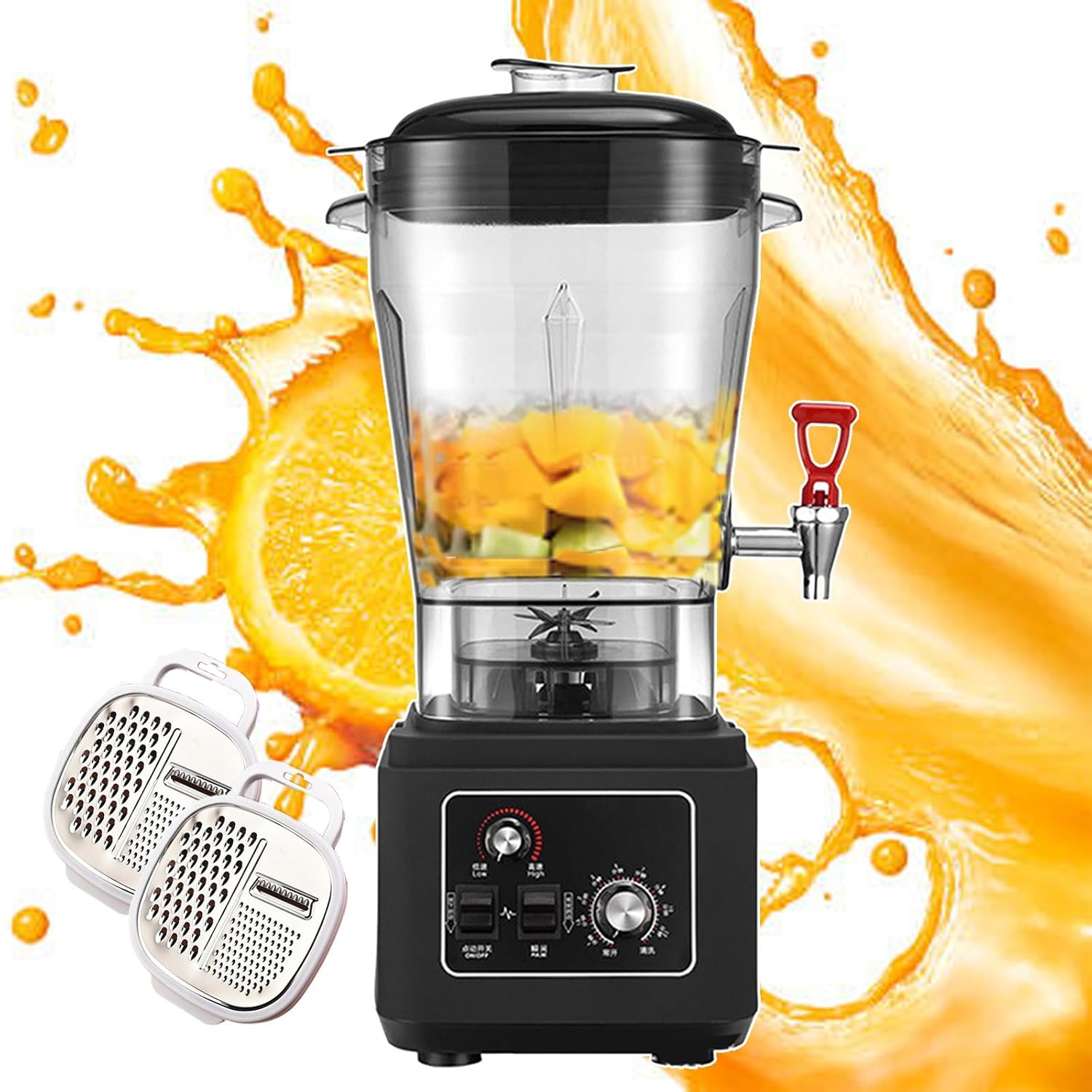 11l/15l/19l Countertop Blenders | 2900w Soy Milk Grinder Machine with Timer and 7 Speed | Commercial Juicer For Shakes, Smoothies, Fruits, Sauces (With 2 Graters),19L