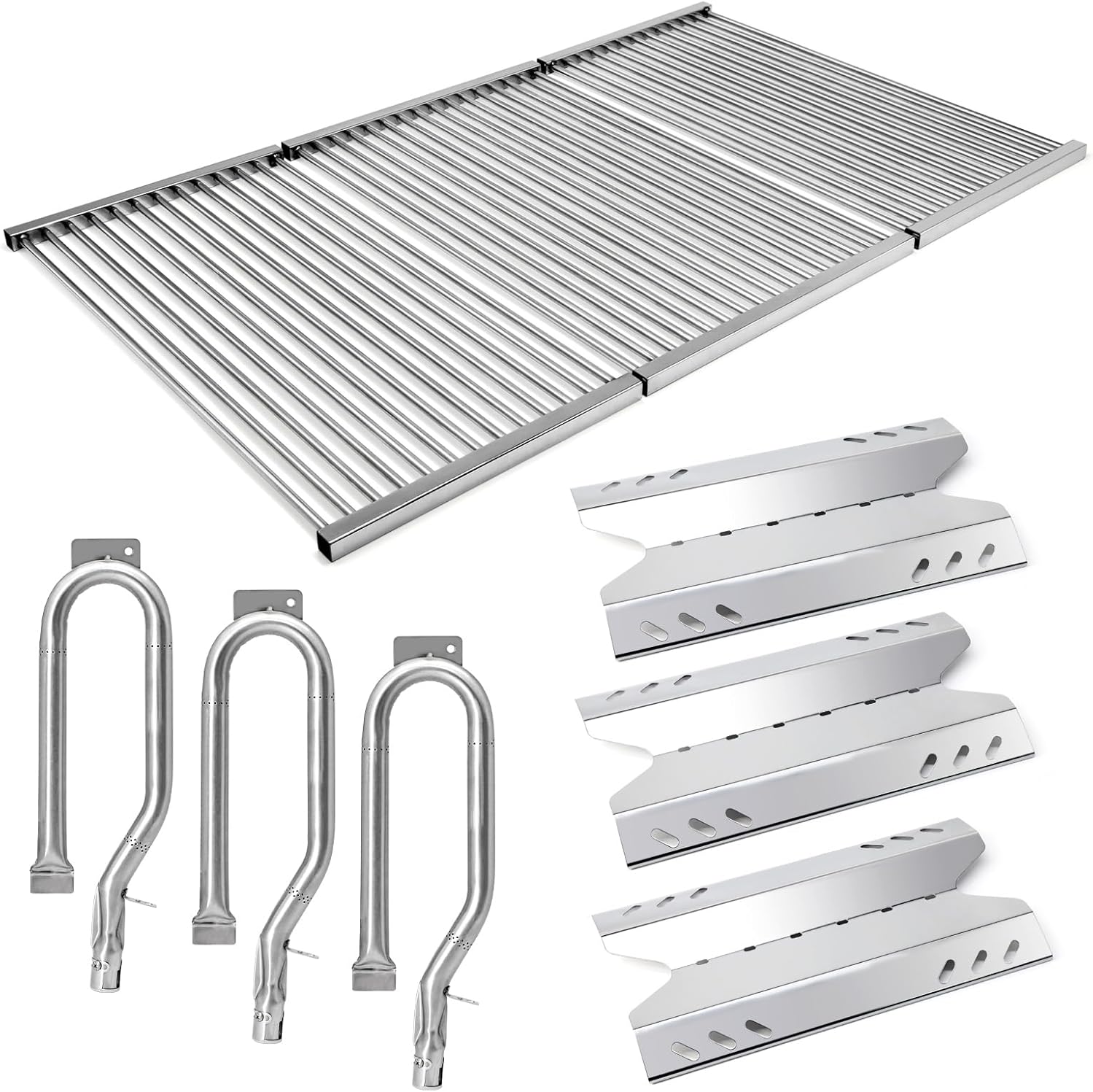 Adviace Grill Parts for Members Mark BQ05046-6 BQ05046-6-A BQ06042-1 BQ05046-6A, Grill Cooking Grates & Heat Shied & Burner Replacement for Members Mark BQ05046-6-A BQ05046-6 Grill Models