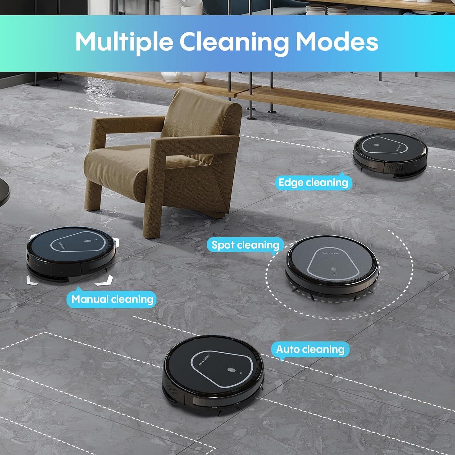 Bagotte Robot Vacuum and Mop Combo, 3-in-1 Robotic Vacuums, 5000Pa Strong Suction Brushless Motor, Auto Recharging,Tangle Free, Timing Function, App/WiFi/Voice/Remote for Hard Floor and Pet Hair