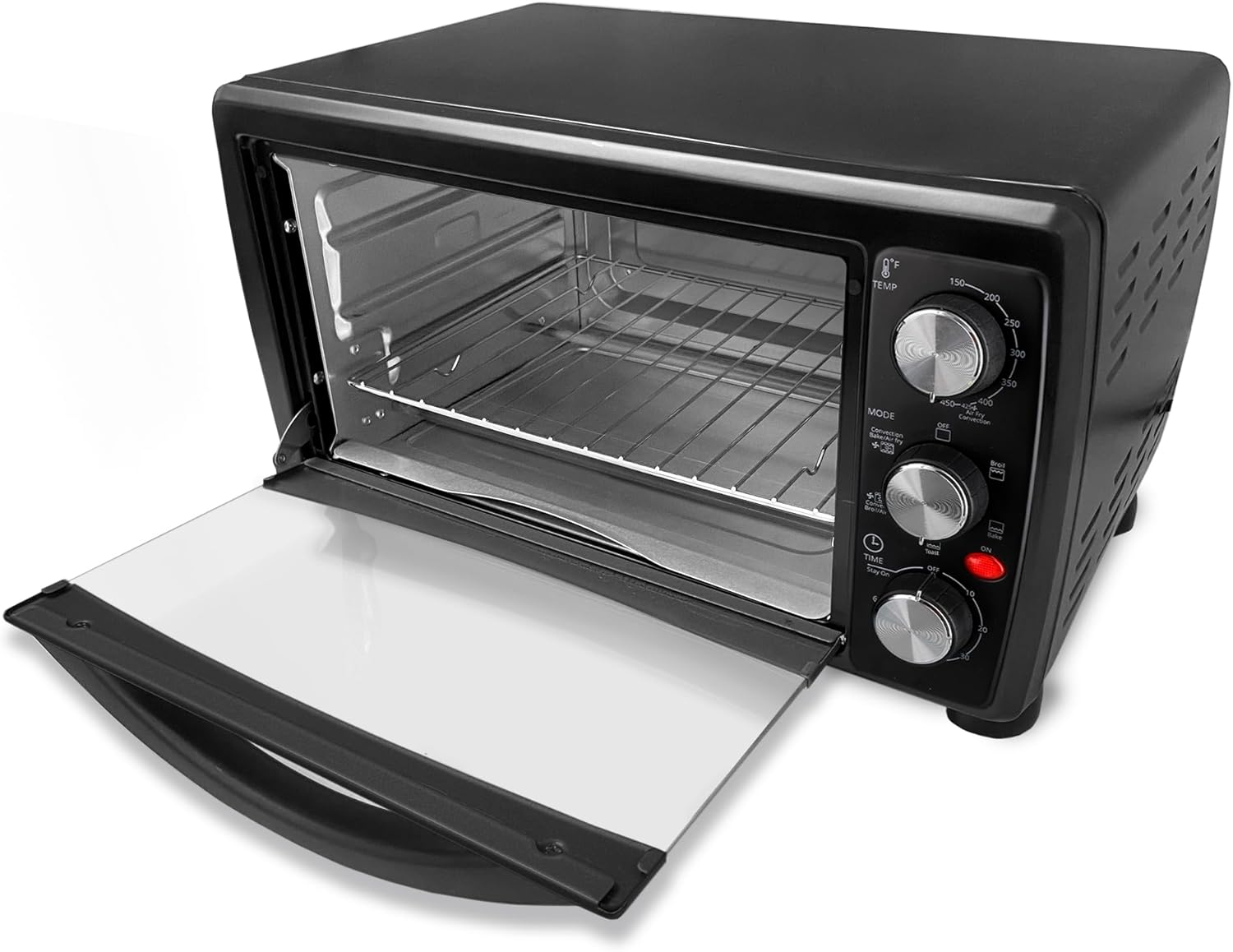 Aiwa 1400W Toaster Oven 6 Slice with Baking Tray, Air Fry Bake Toast Cook and Broil, Temperature Control, 60 Minute Timer Knob, Automatic Shutoff, Crispier Mesh Baking Tray and Crumb Tray Included
