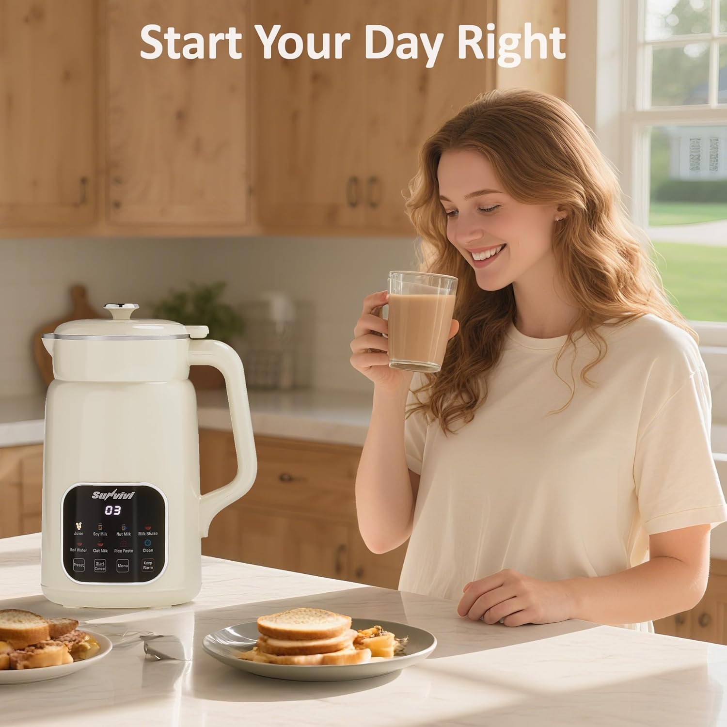 60oz Nut Milk Maker Machine: 8 in 1 Soy Milk Maker with Delay Start/Keep Warm/Self Clean, Food Processor for Soy/Nut/Oat Milk, Juice, Milkshake, Rice Paste and Boil Water, Kitchen Blender