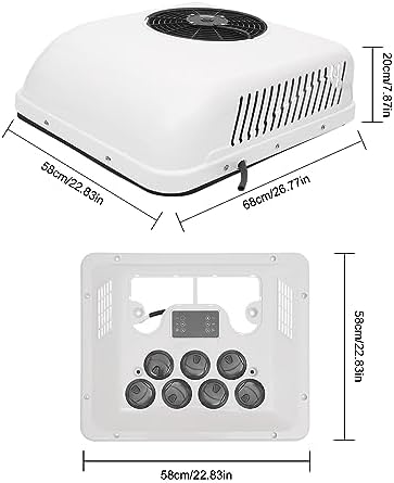 12V RV Air Conditioner Electric Rooftop AC Unit Cooling and Heating 2 in 1 Function Truck A/C Air Conditioning For Trucks, RVs, Ambulances, Buses, Excavators, Engineering Vehicles