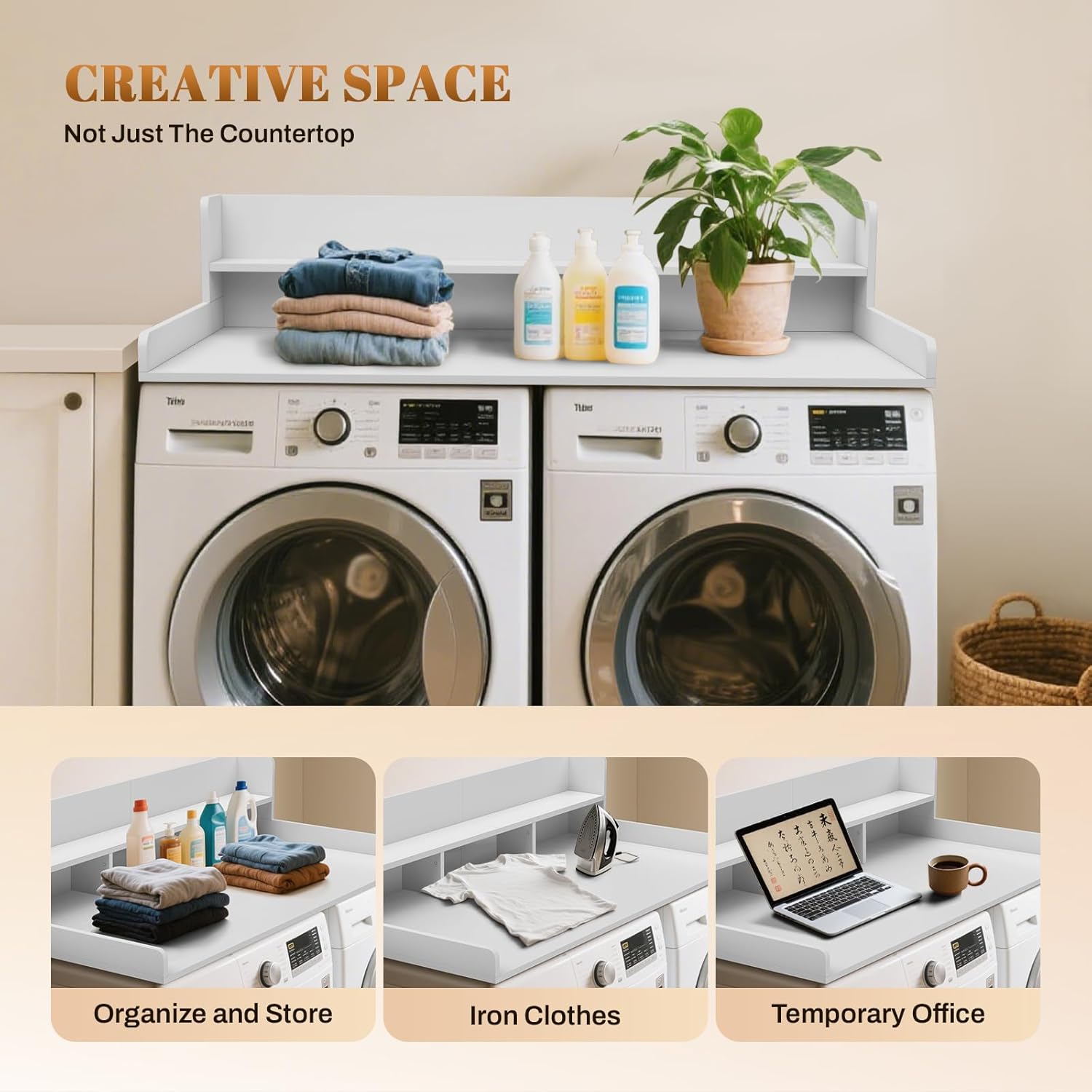 GCCSJ 2-Tier Joined Washer Dryer Countertop, 54