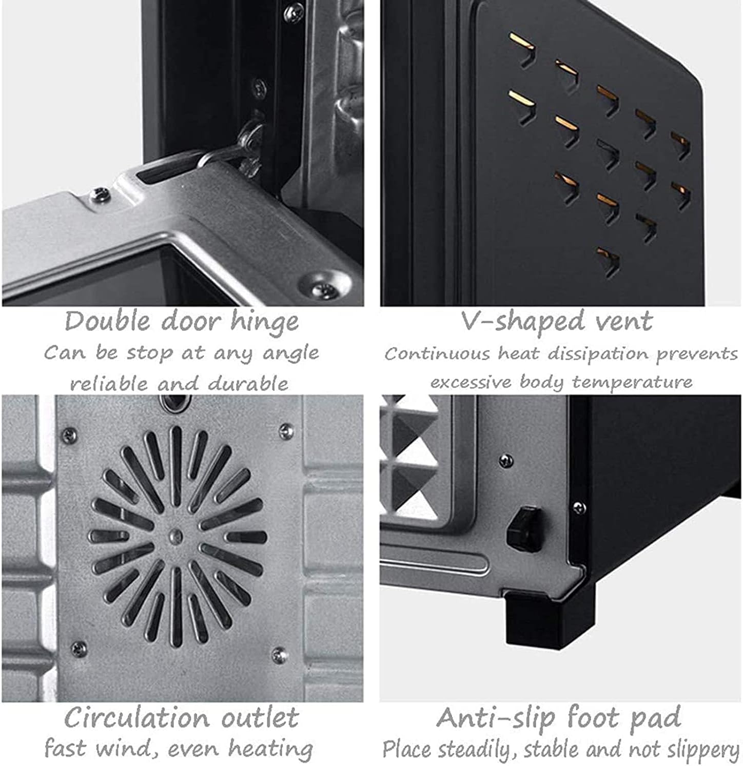 Electric Convection Oven Air Fryer 40L Large Capacity with 60min Timer Built-in Baking Light 90°C to 230°C Temperature Control for Toasting Baking and Broiling