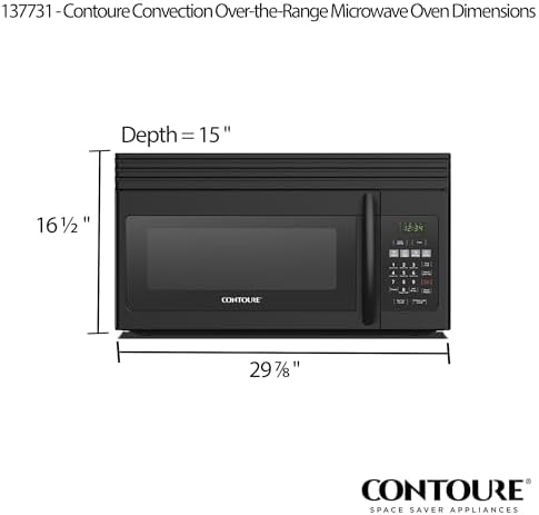 RV Over-the-Range Convection Microwave Oven: 1.6 Cu.Ft. | 1000W | LED | Express Cooking | Ventilation System | Black | RV-450BK-OTR
