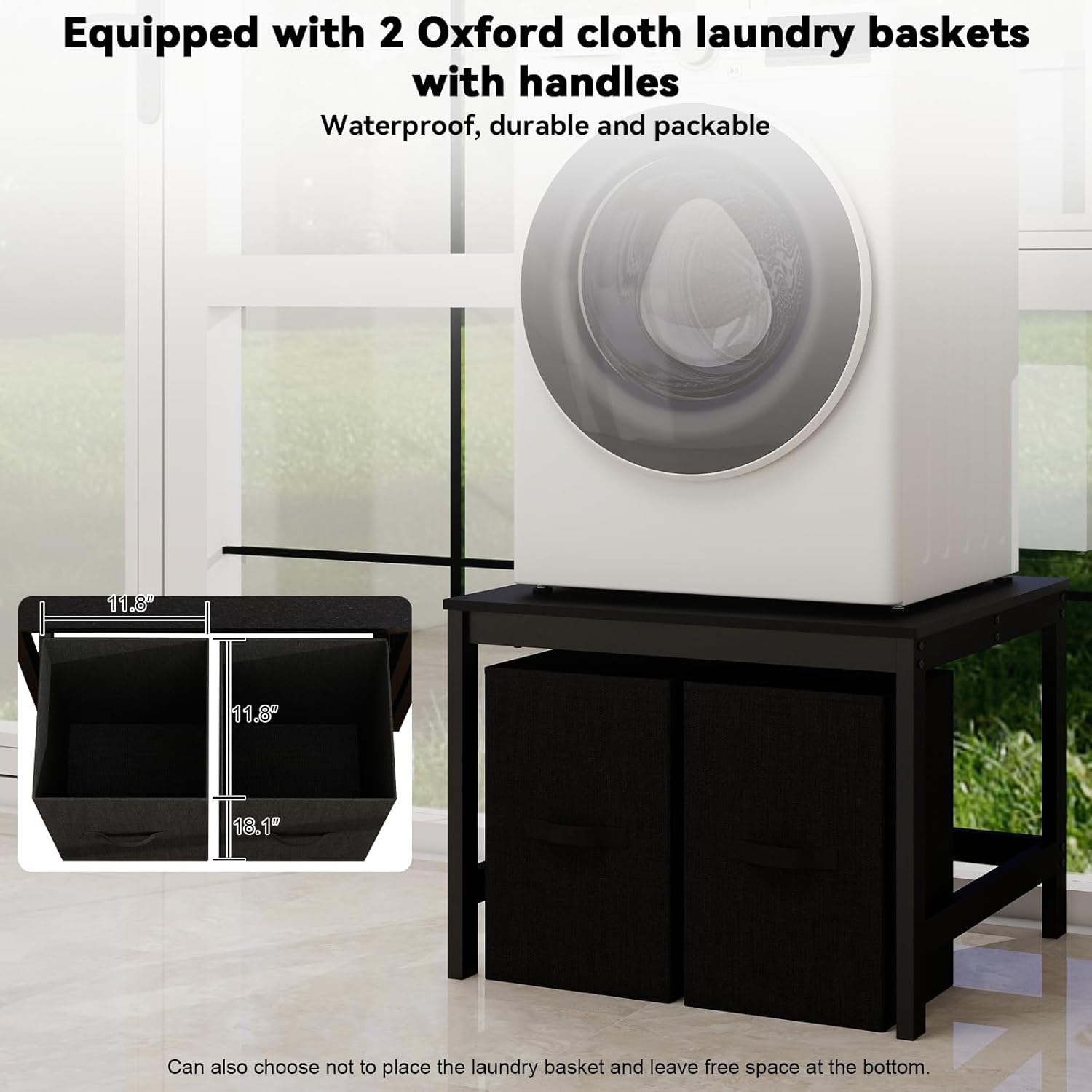 Laundry Pedestal with 2 Laundry Baskets, 29
