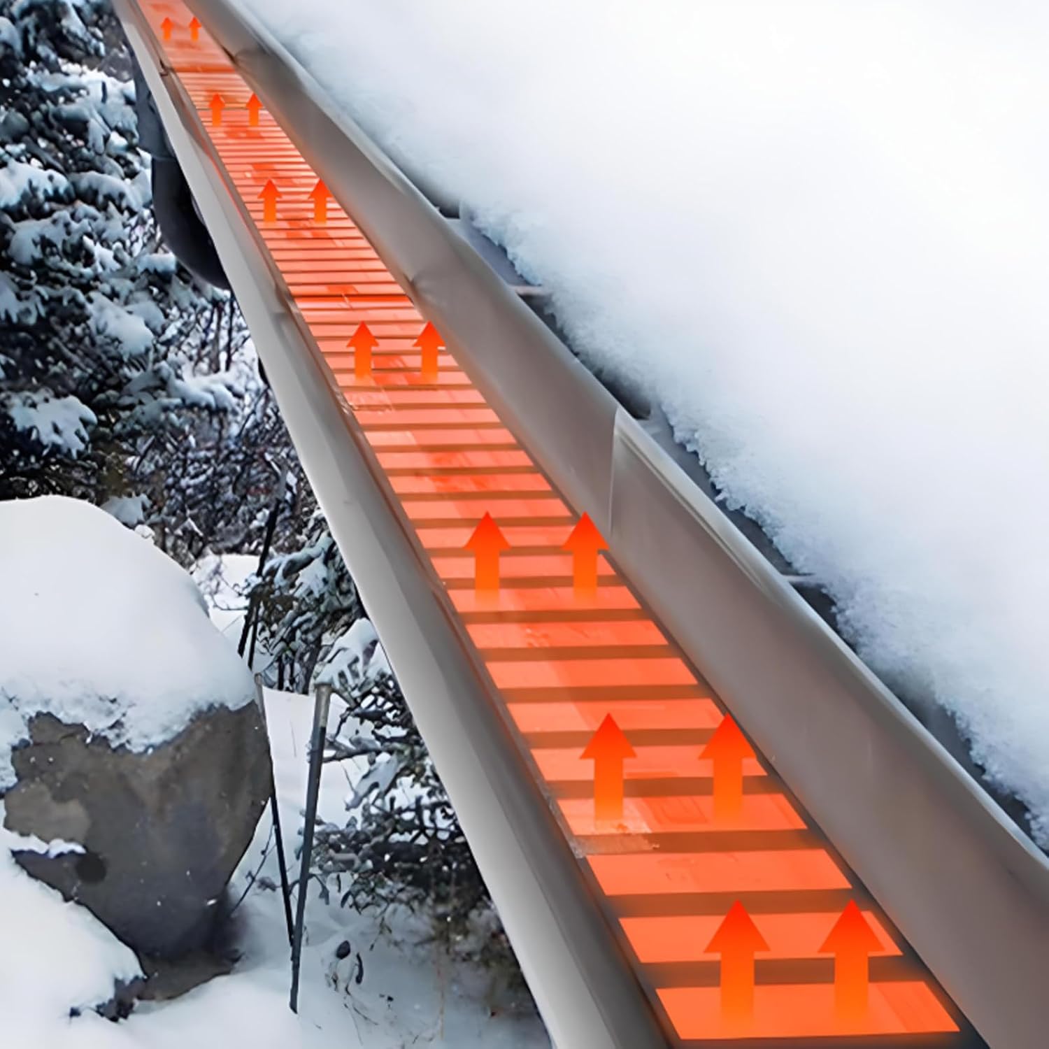 Electric Roof De-Icing Cable & Gutter Snow Melting Heater Mats - Graphene Technology, Prevents Blockages & Leaks, Easy Storage, All-Season Freeze Protection,Can Curlable 610cm/20ft