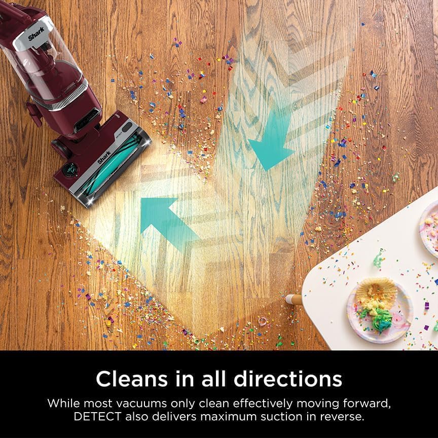 Shark Detect Lift-Away Upright Vacuum with PowerFins Detect Corded Self-Cleaning Brushroll for No Hair Wrap, Anti-Allergen and Odor Neutralizer Technology QU490QBL (Renewed)