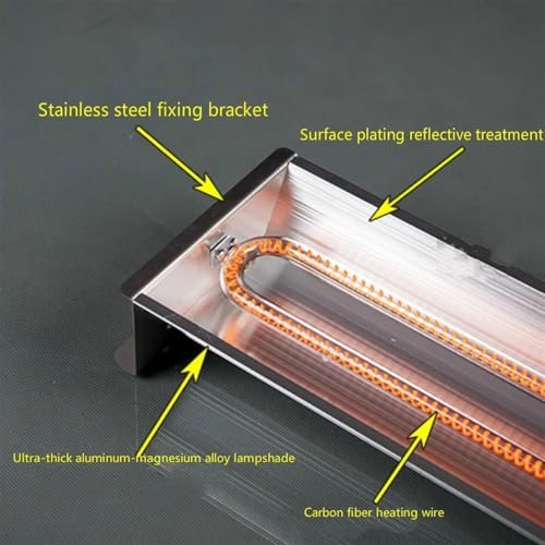 AVIMYA Microwave oven halogen tube1000W different length heater electric element Carbon fiber barbecue heating tube with Lampshade (Color : 1200W, Size : L320 models)