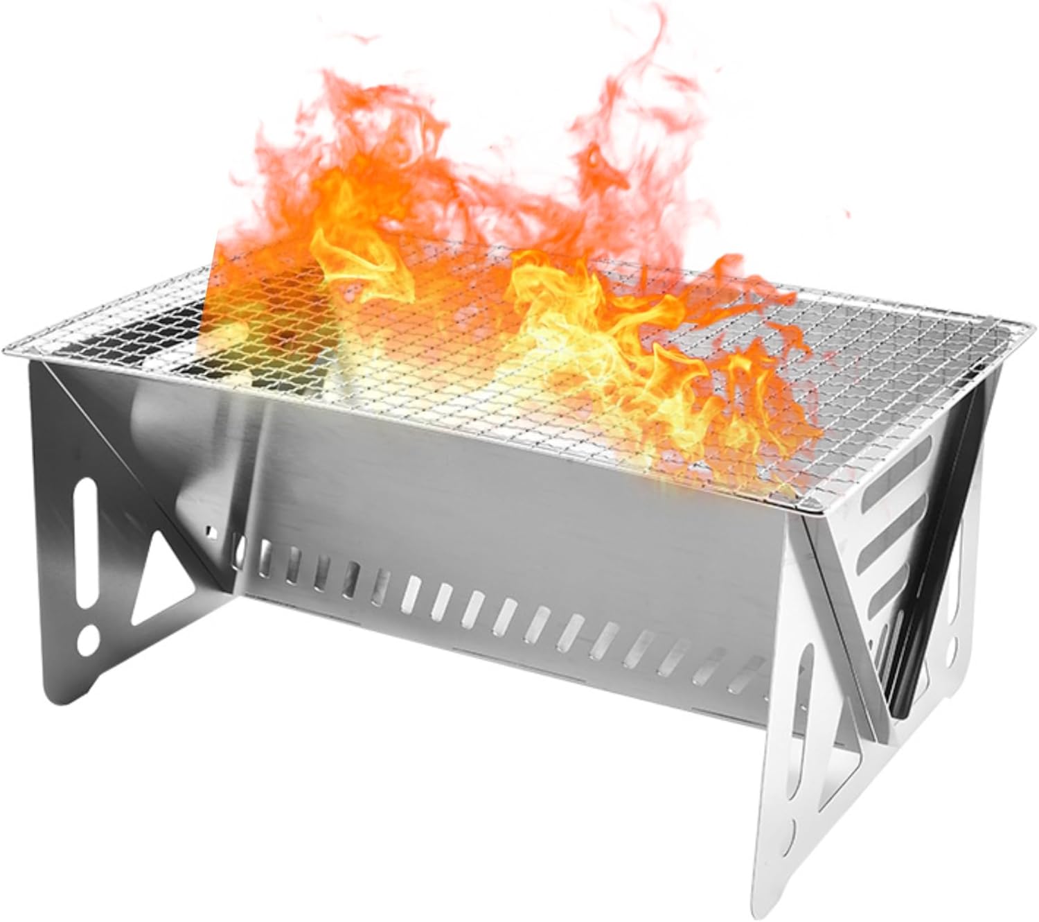 Barbecue Stove, Solo Camping, Bonfire Stand, Outdoor BBQ Grill, Compact, Portable, Ultra Lightweight, Foldable, L (15.0 x 8.7 x 7.1 inches (38 x 22 x 18 cm))