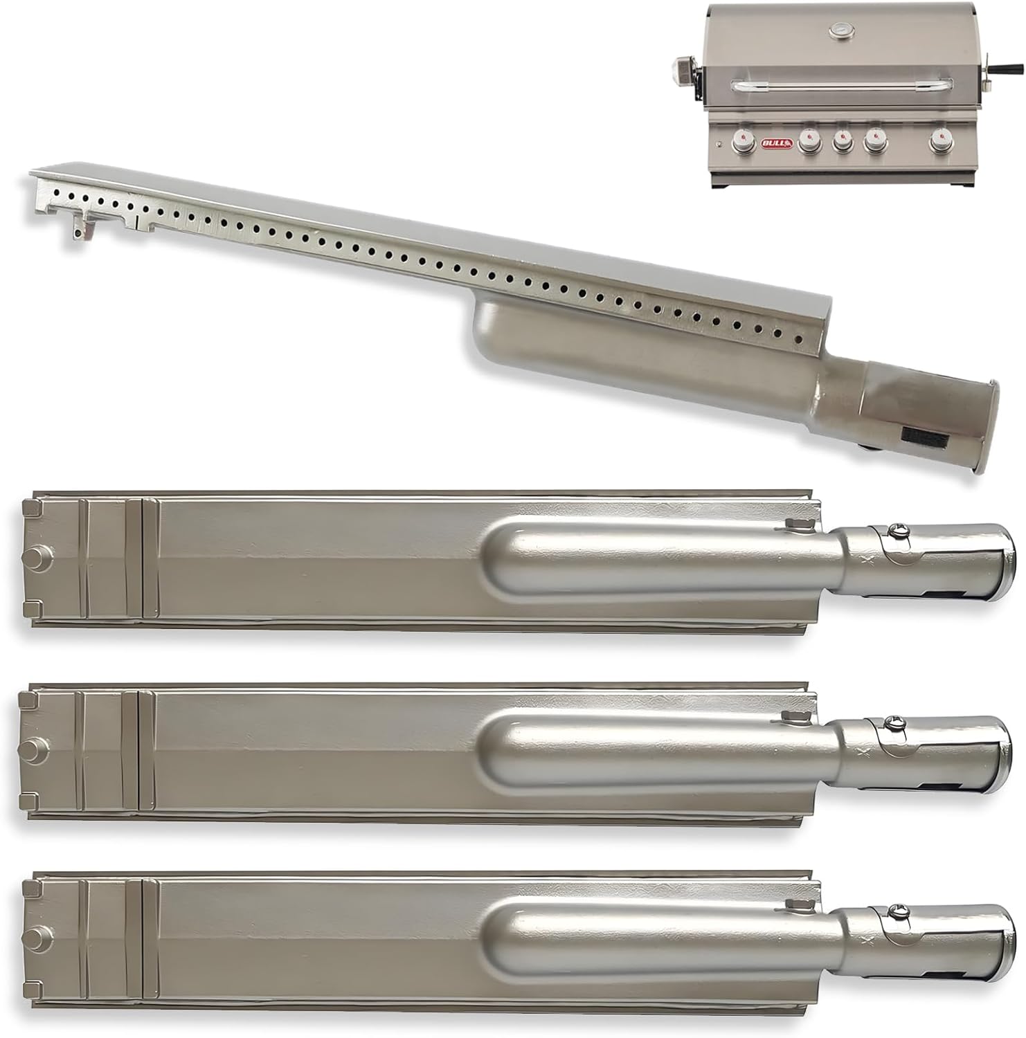Grill Parts Cast Stainless Steel Burner for Bull BBQ, Premium Outdoor Gas Grill, Heavy Duty Grill Burner Tubes for Bull Lion Cal Flame Blaze Aussie Bakers Chefs Turbo Coyote Jenn Air Accessory