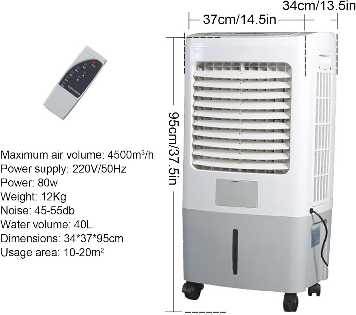 Swamp Cooler with 7.5h Timer, Portable Air Conditioner, 4500cfm Evaporative Air Cooler w/ 10.5 Gal Water Tank, for Backyard, Garage, Patio, Indoor
