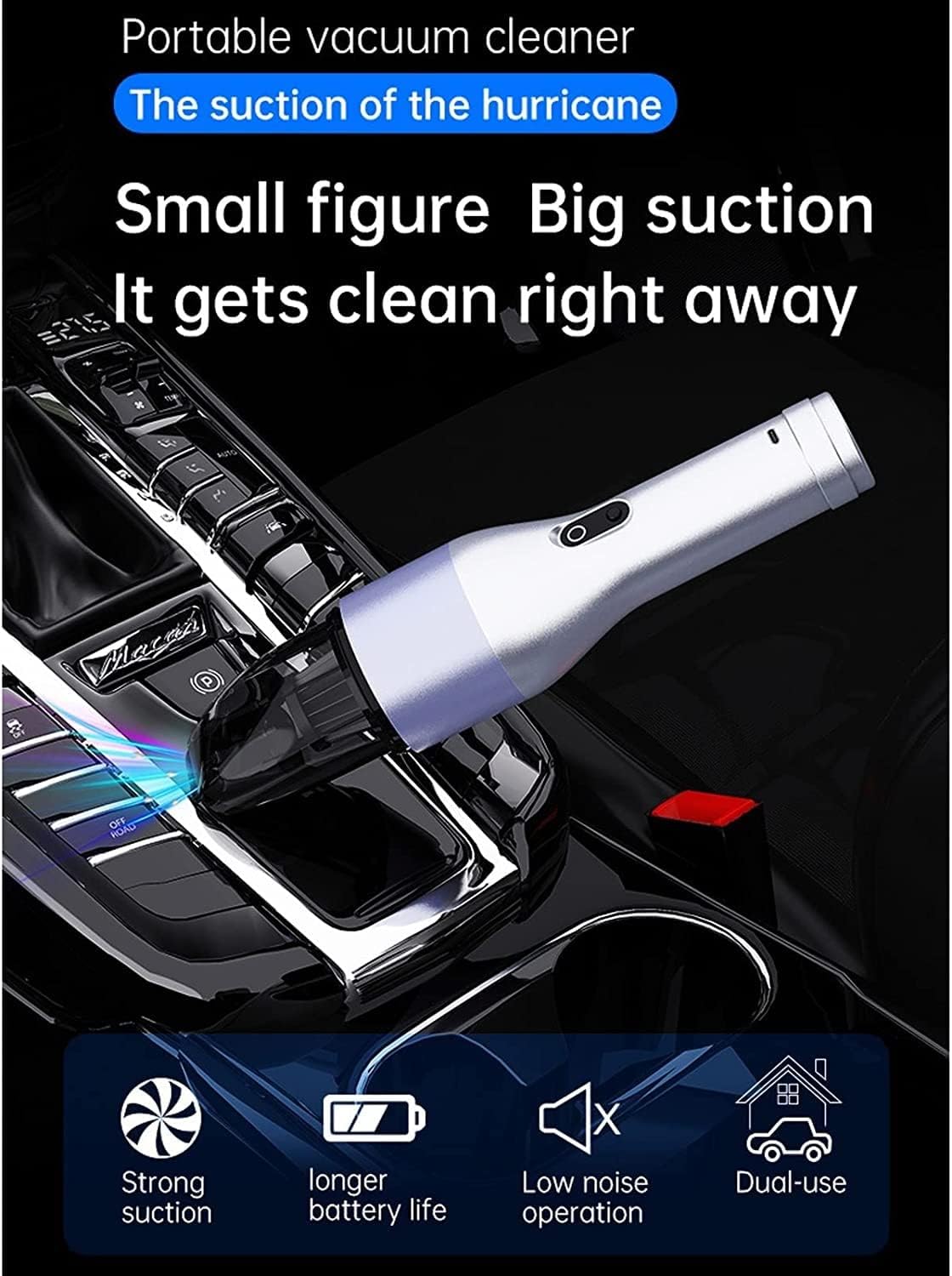 Car Vacuum Cleaner, 5000PA Portable Handheld Vacuums with Lighting Lights， High Power Cordless Car Vacuum for Home Car Office
