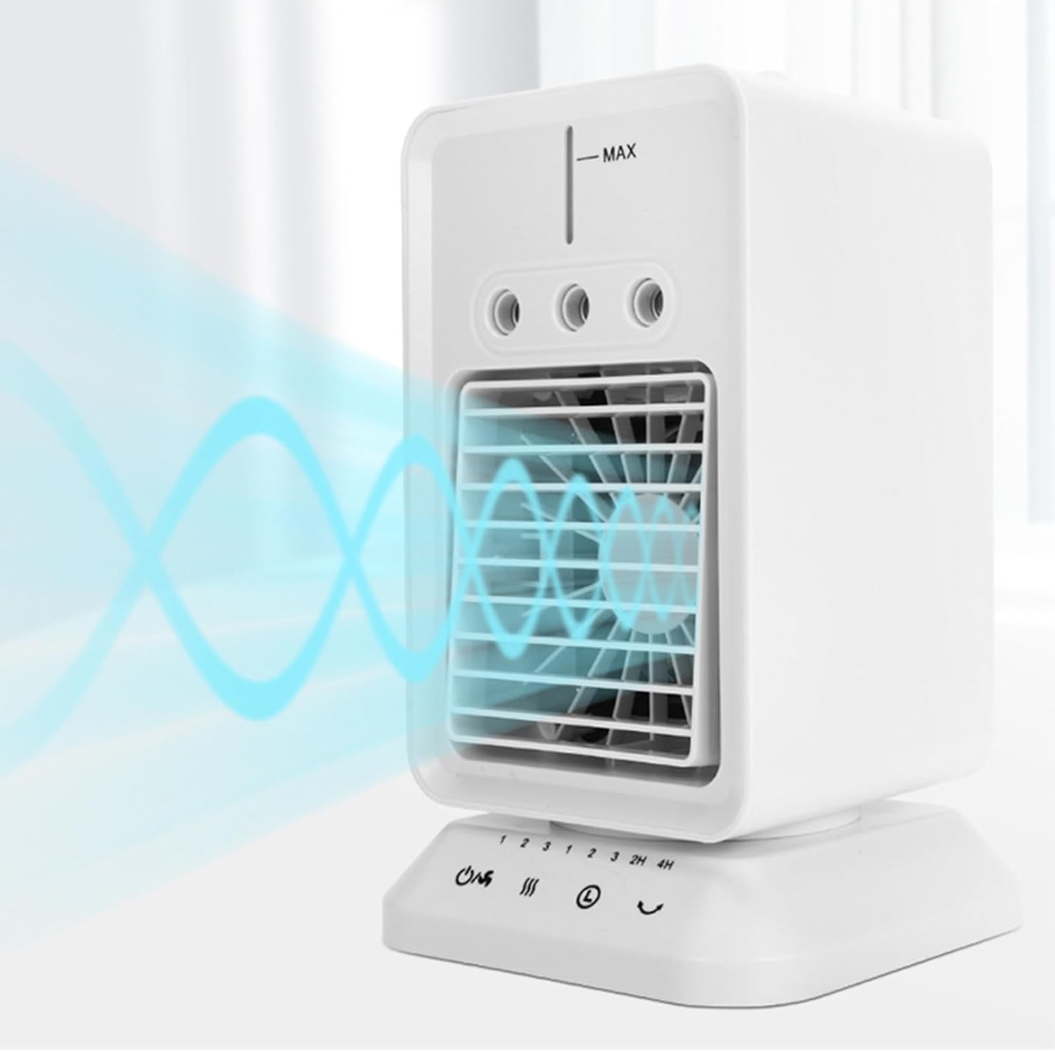 Miniature Desktop Humidifying Air Conditioner Fan Usb Rechargeable 300ML Water Tank Cooling Fan with Night Light (B)