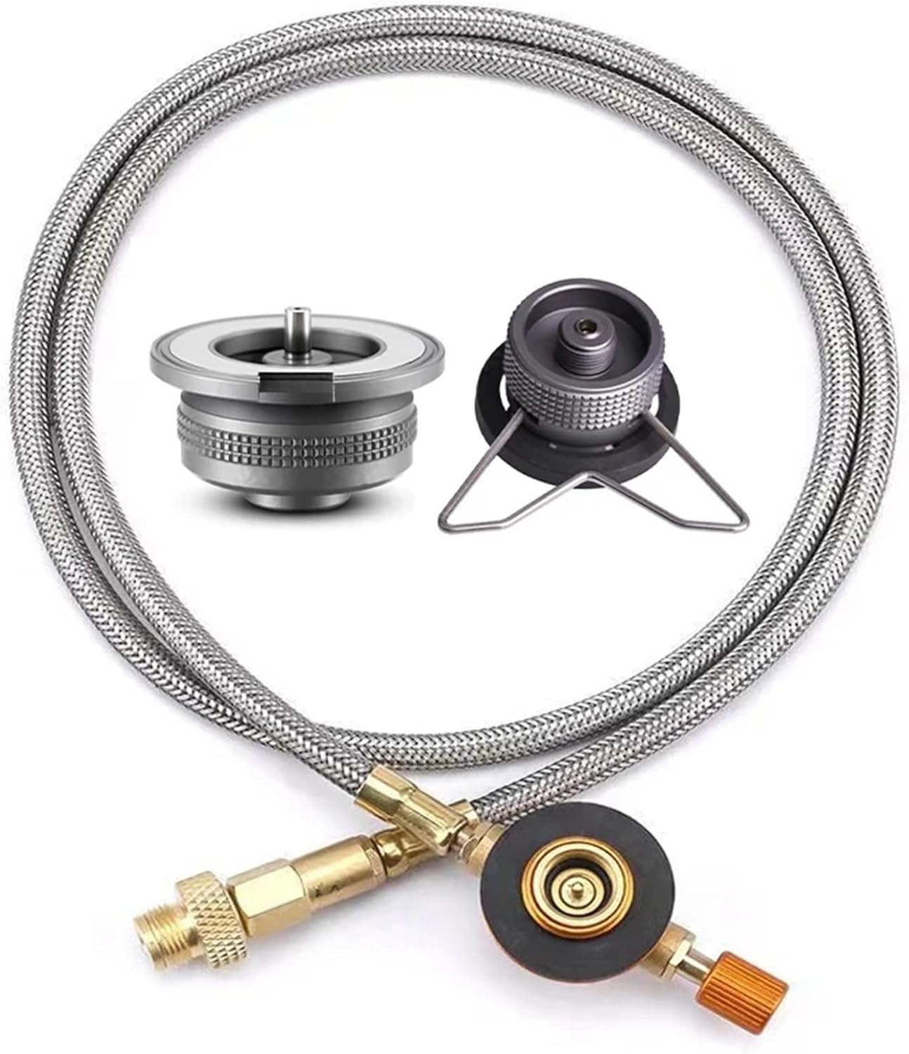 Propane Hose Adapter Outdoor Camping Stove Butane Gas Adapter Split StoveConnection Hose for Gas Grill Connection(Burgundy)