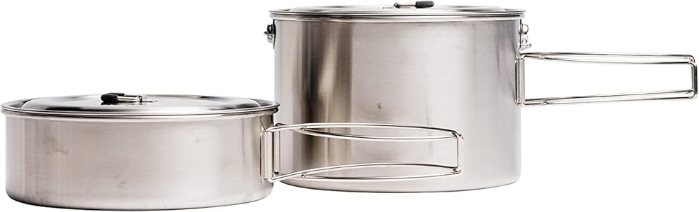 Solo Stove 2 Pot Set: Stainless Steel Companion Pot Set for Solo Stove Campfire. Great for Backpacking, Camping, Survival