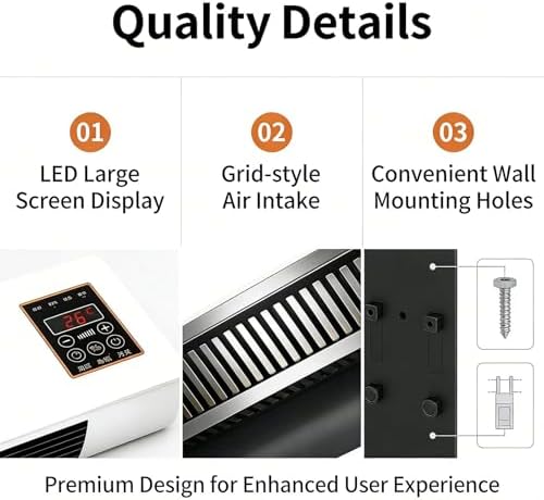 Portable Ductless Air Conditioner 2-in-1 Mini Wall Air Conditioner Fan with Cooling & Heating AC with An Anti Overheating System, Kitchen Wall Fan for Room, Bedroom, Office(White)