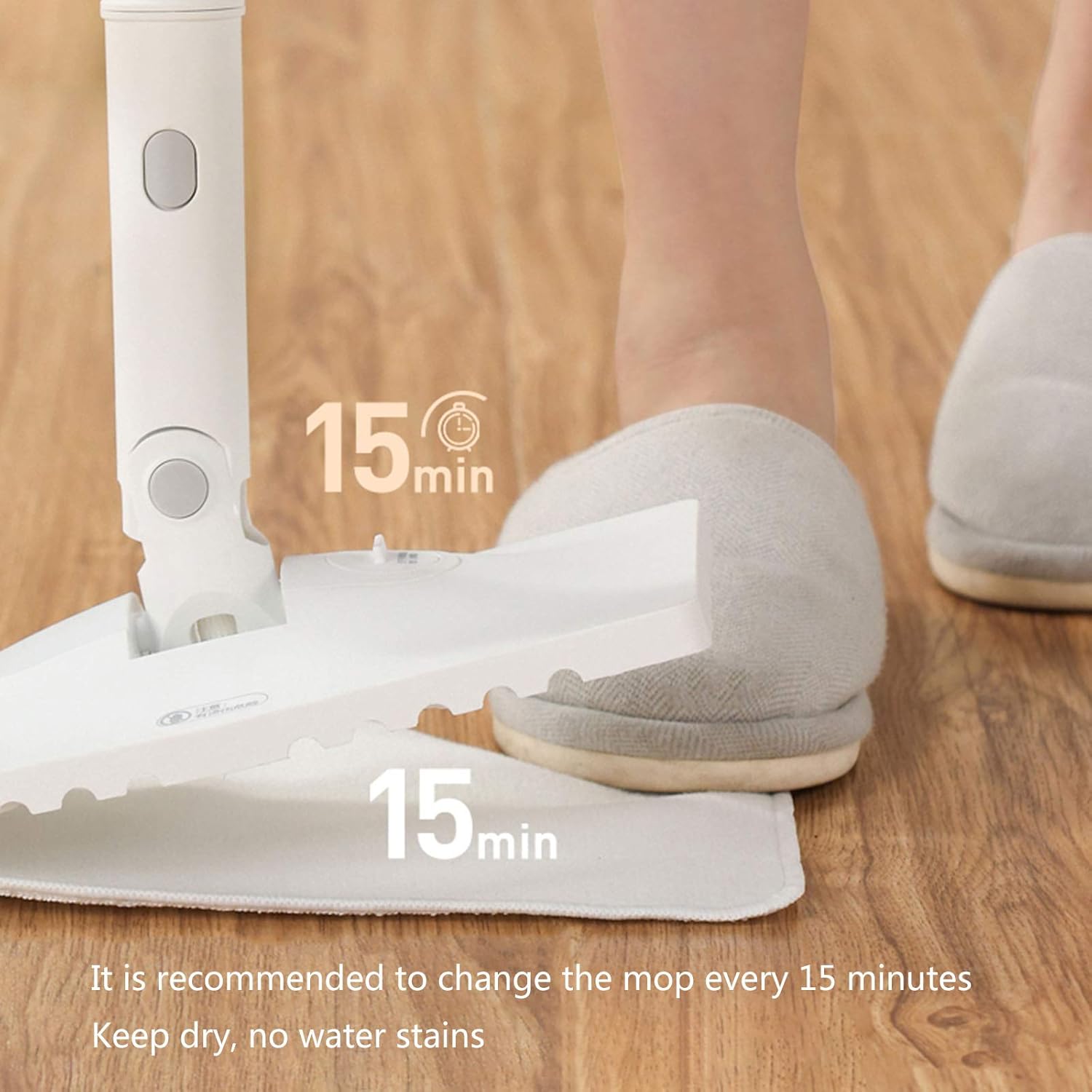 Multifunctional Steam Mop Hand-Held Cleaner All-in-One Carpet Floor 1300W Electric Mop Carpet with 12 Attachments and 2 Microfiber Pads White (White)