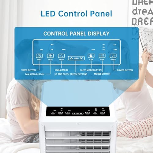 Acekool 8,000BTU Portable Air Conditioners, Portable AC for Room up to 350 Sq. Ft, with Remote Control, 3-in-1 AC Unit, 24H Timer, Window Installation Kit, Air Cooler for Bedroom Room Kitchen Camping