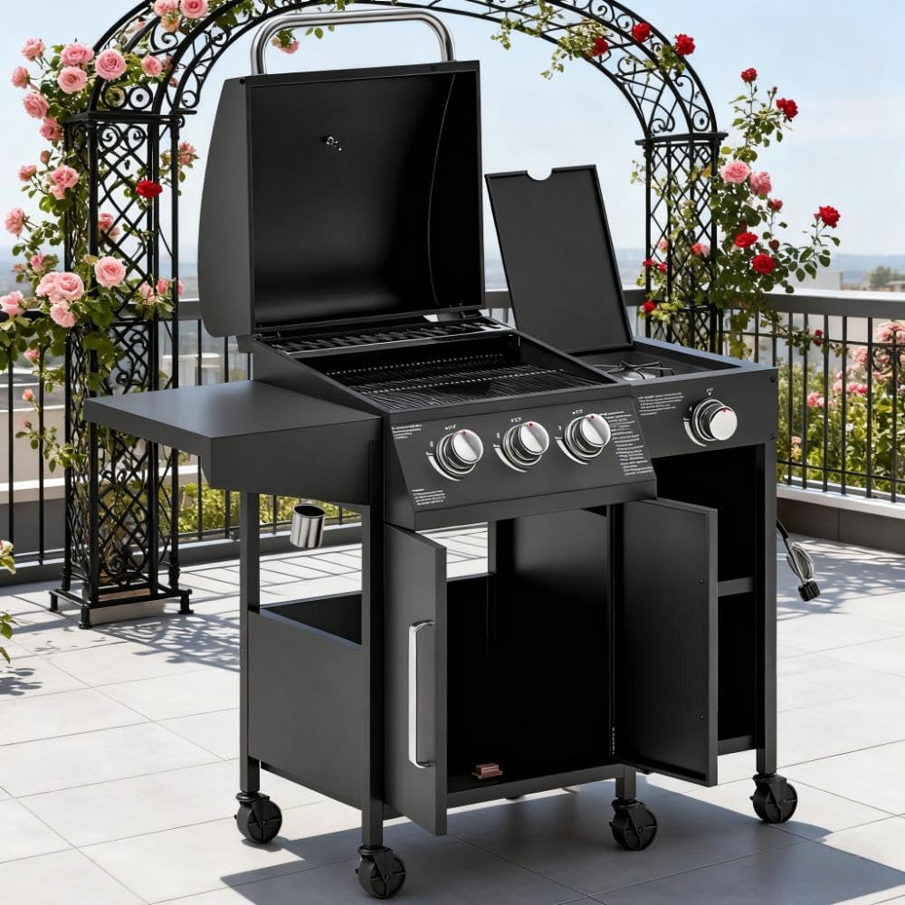 GOWE Barbecue Grill Gas Grill with Side Burner